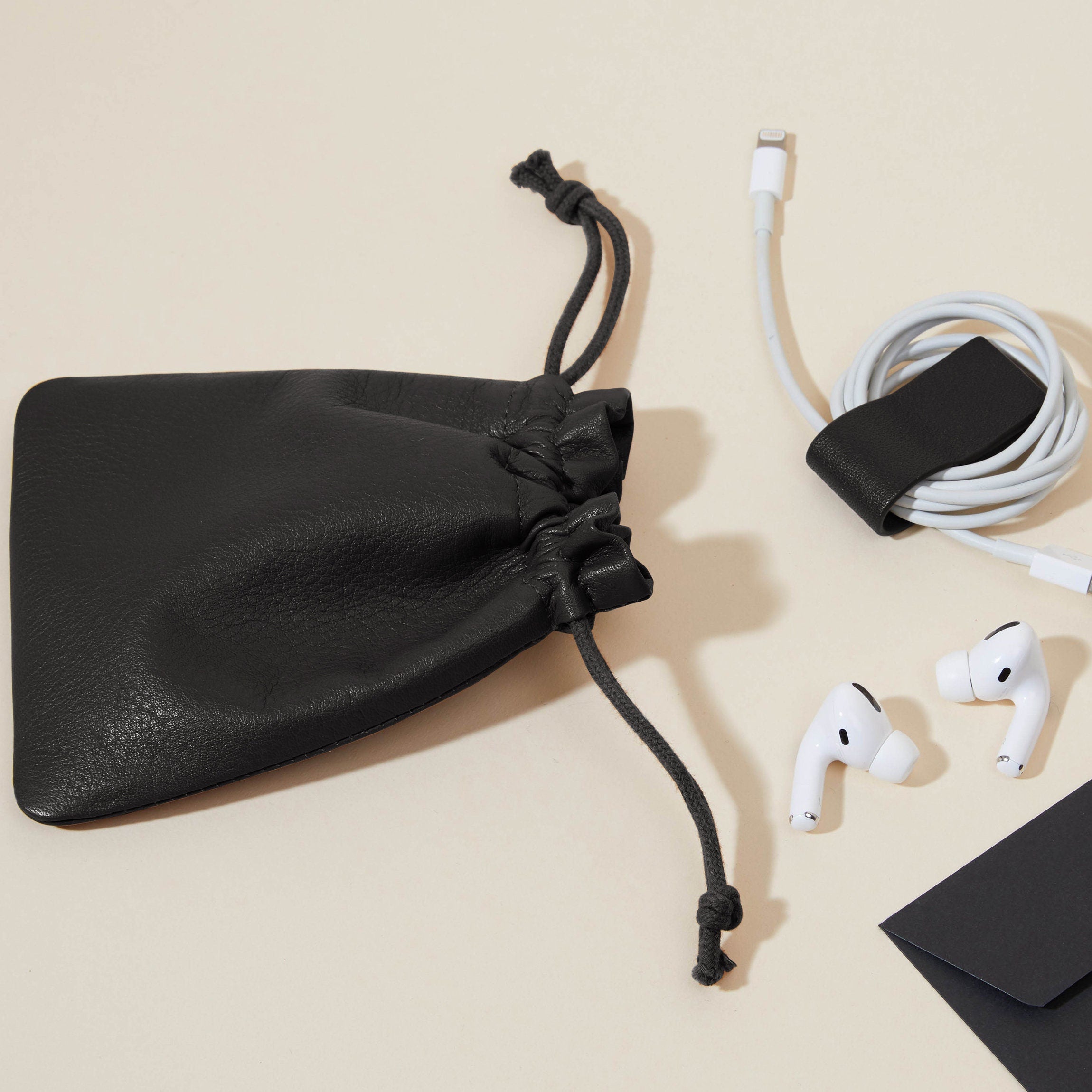 Flat Drawstring Pouch Black Onyx