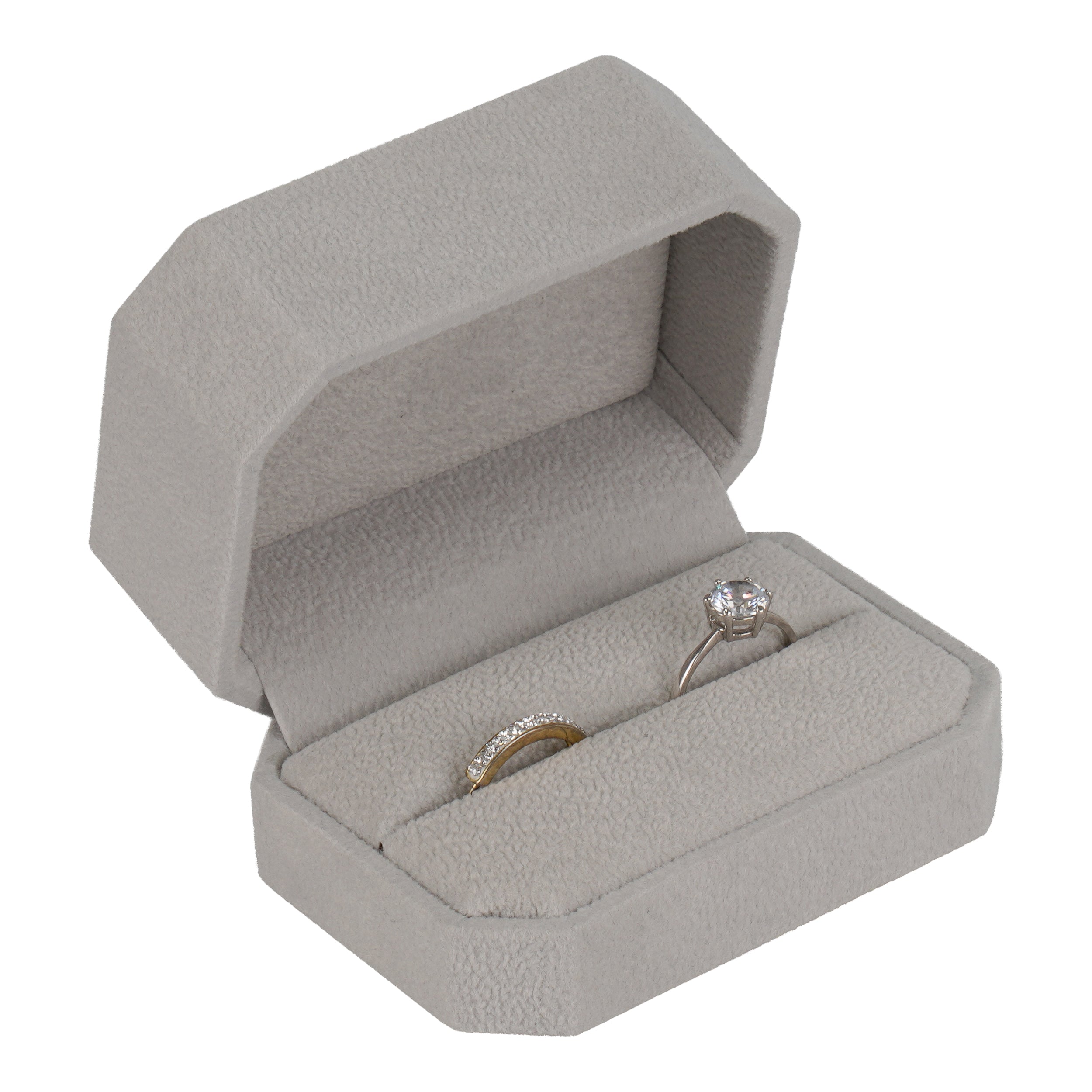 Double Ring Box Wrapped and Lined with Rich Nova Suede