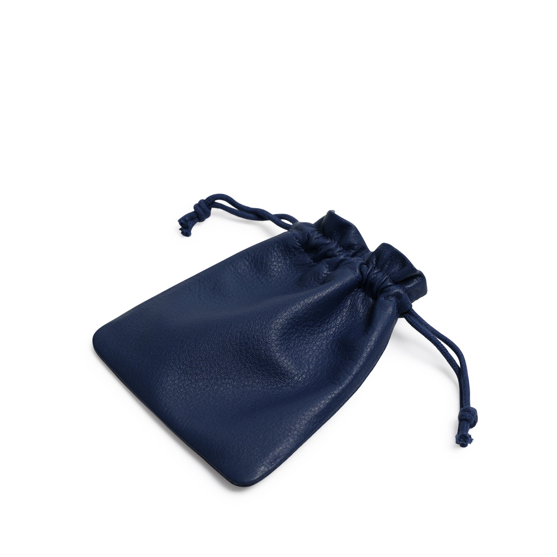 Flat Drawstring Pouch Navy Blue