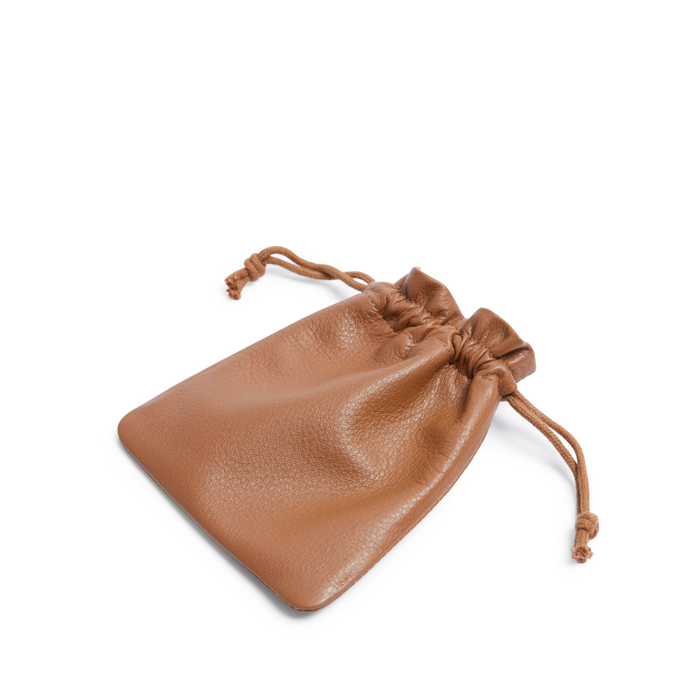 Flat Drawstring Pouch Cognac