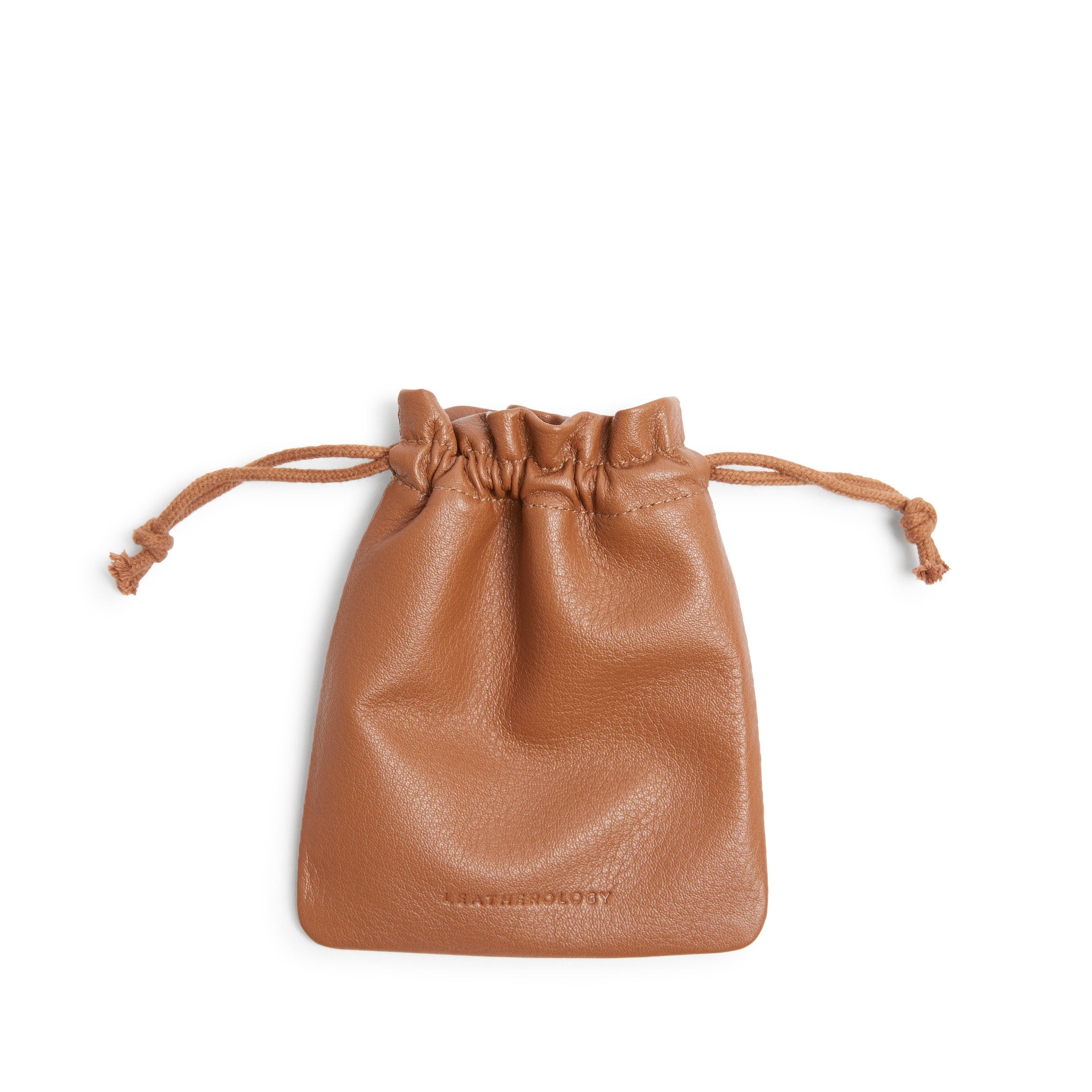 Flat Drawstring Pouch Cognac