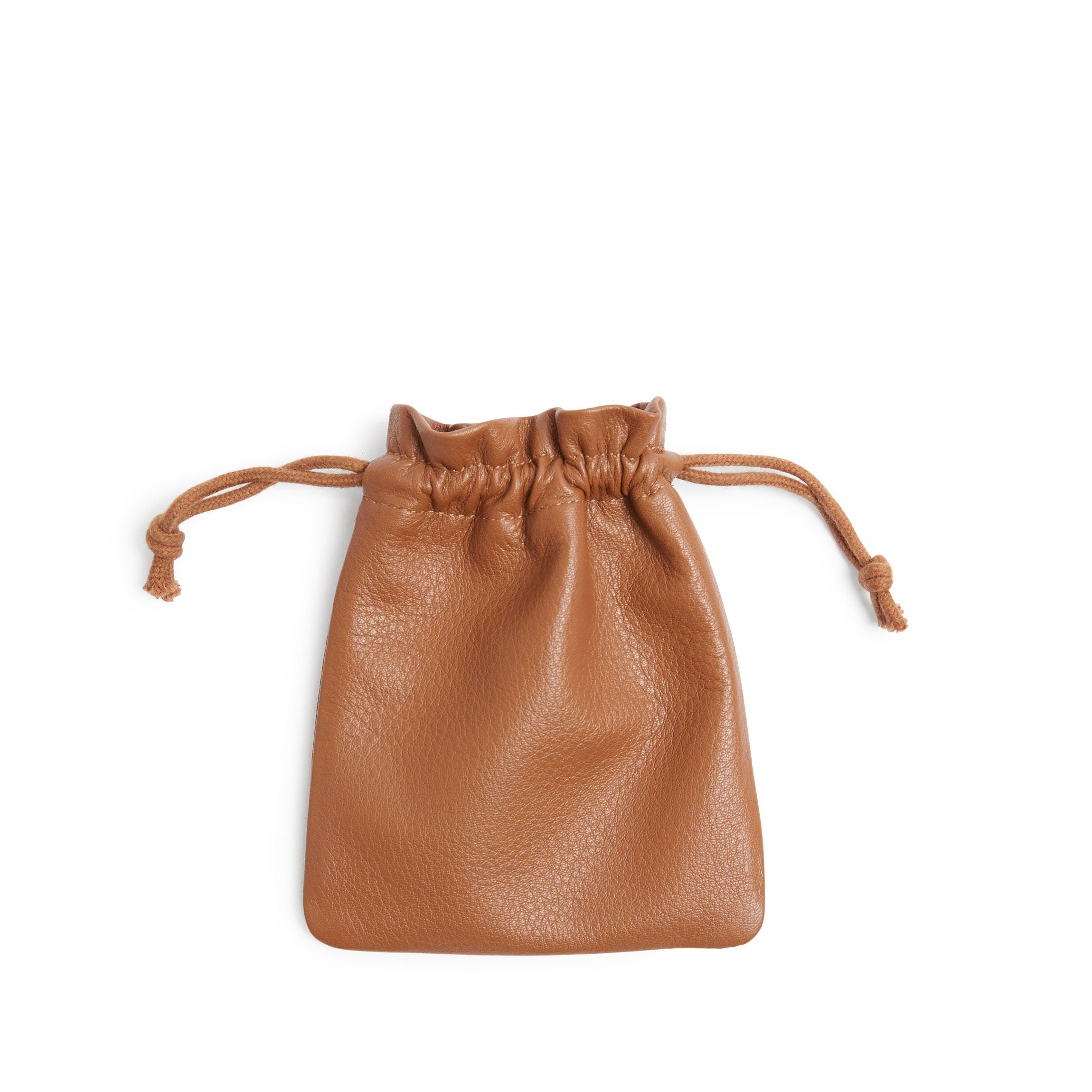 Flat Drawstring Pouch Cognac