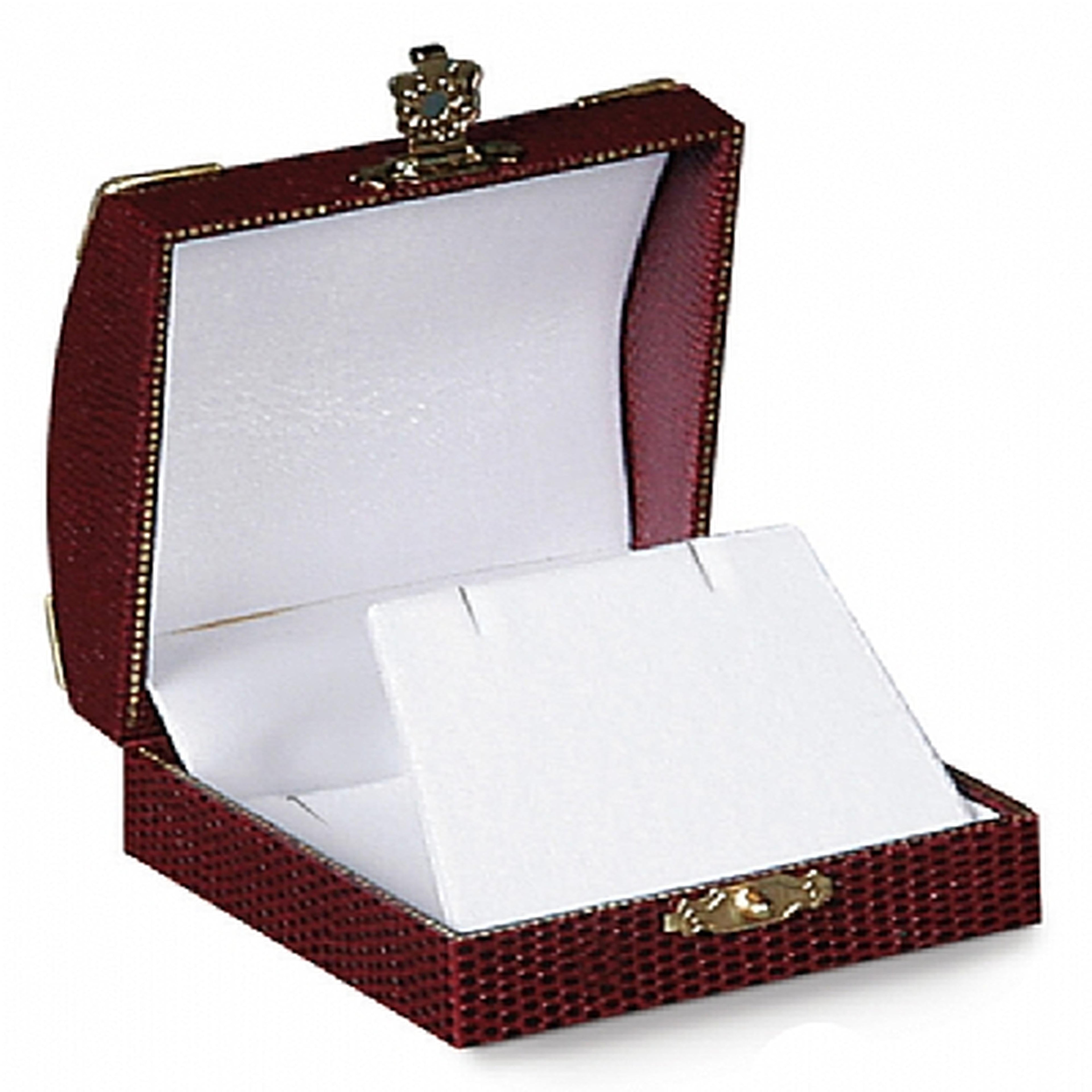 Leatherette Pendant or Earring Box with Gold Trim and Closure