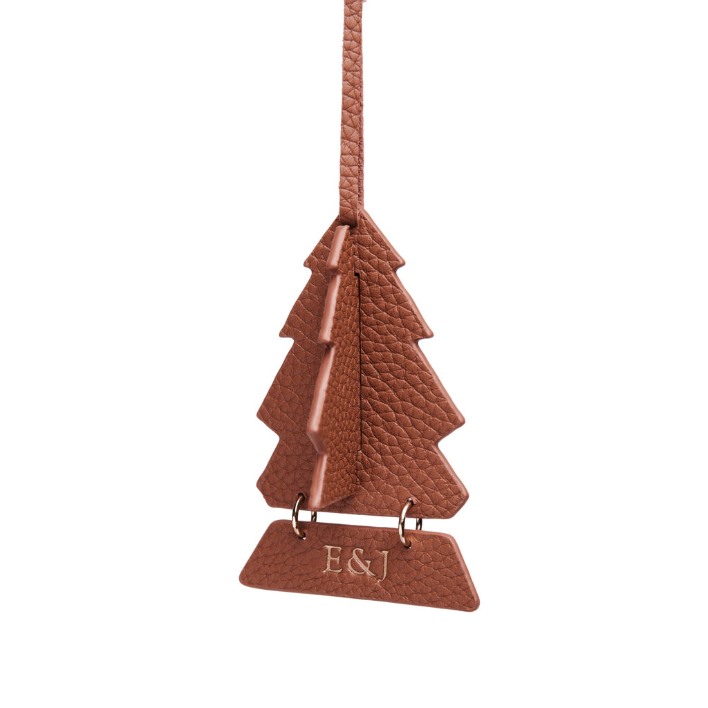 Leather Christmas Tree Ornament Saddle Brown