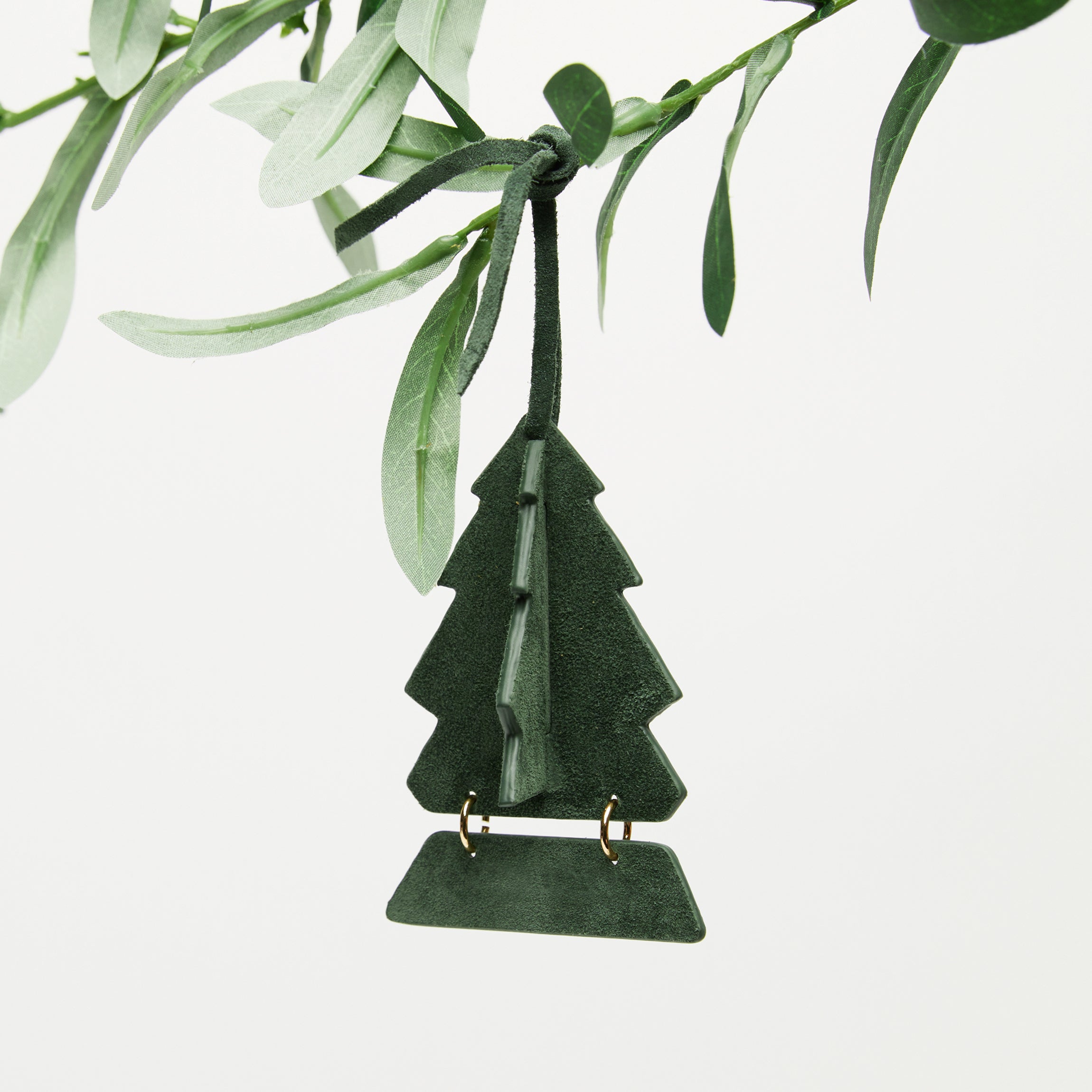 Leather Christmas Tree Ornament Juniper Suede