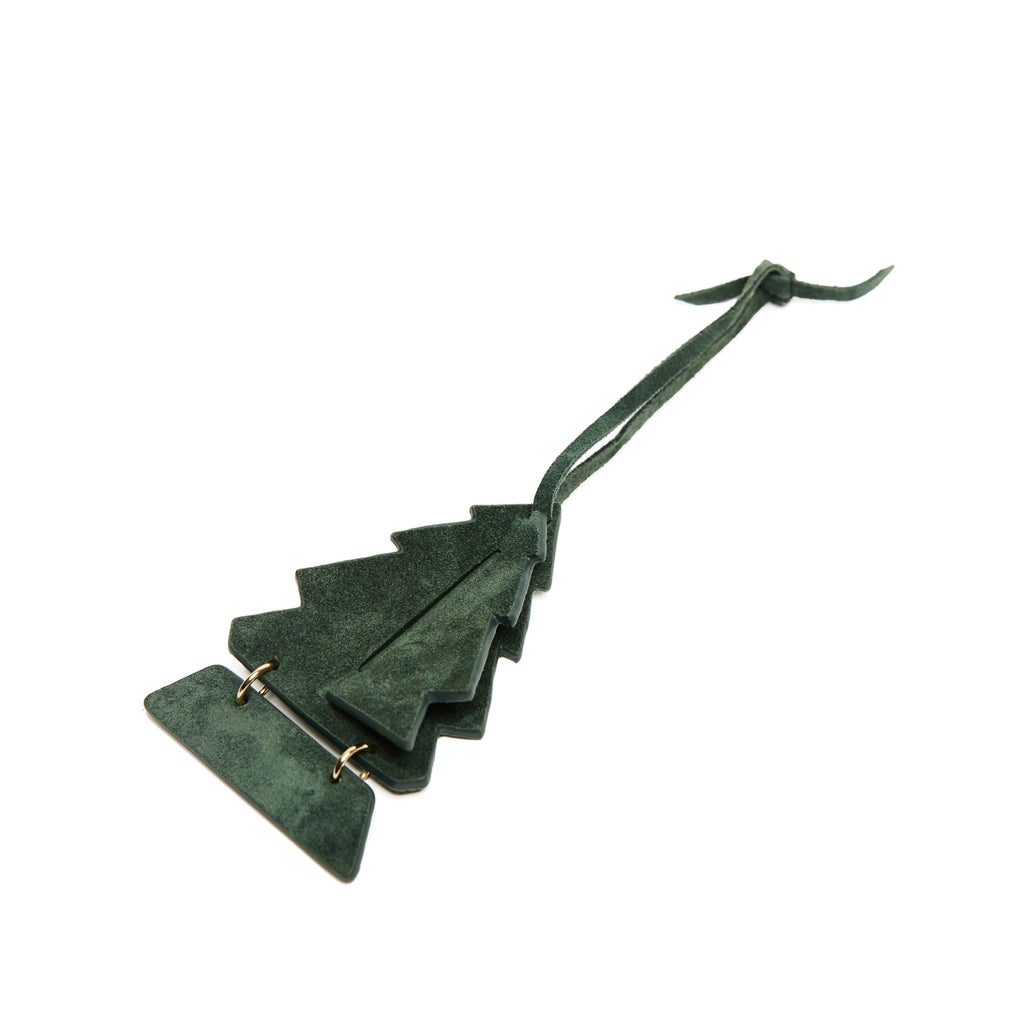 Leather Christmas Tree Ornament Juniper Suede