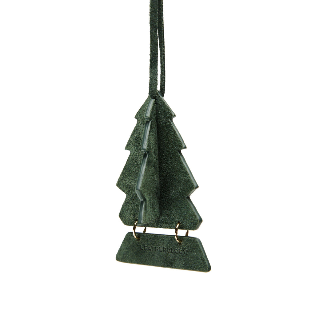 Leather Christmas Tree Ornament Juniper Suede