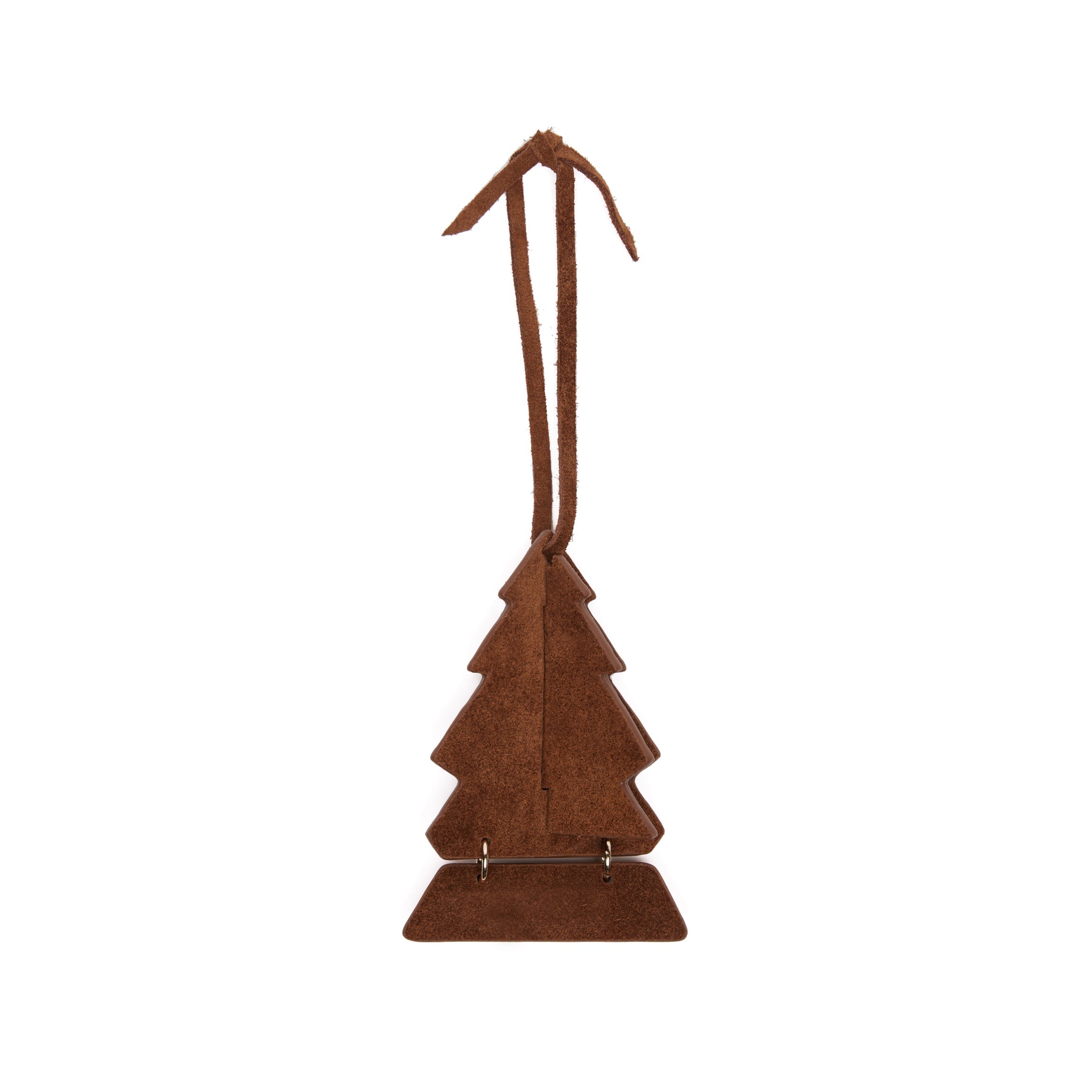 Leather Christmas Tree Ornament Russet Suede