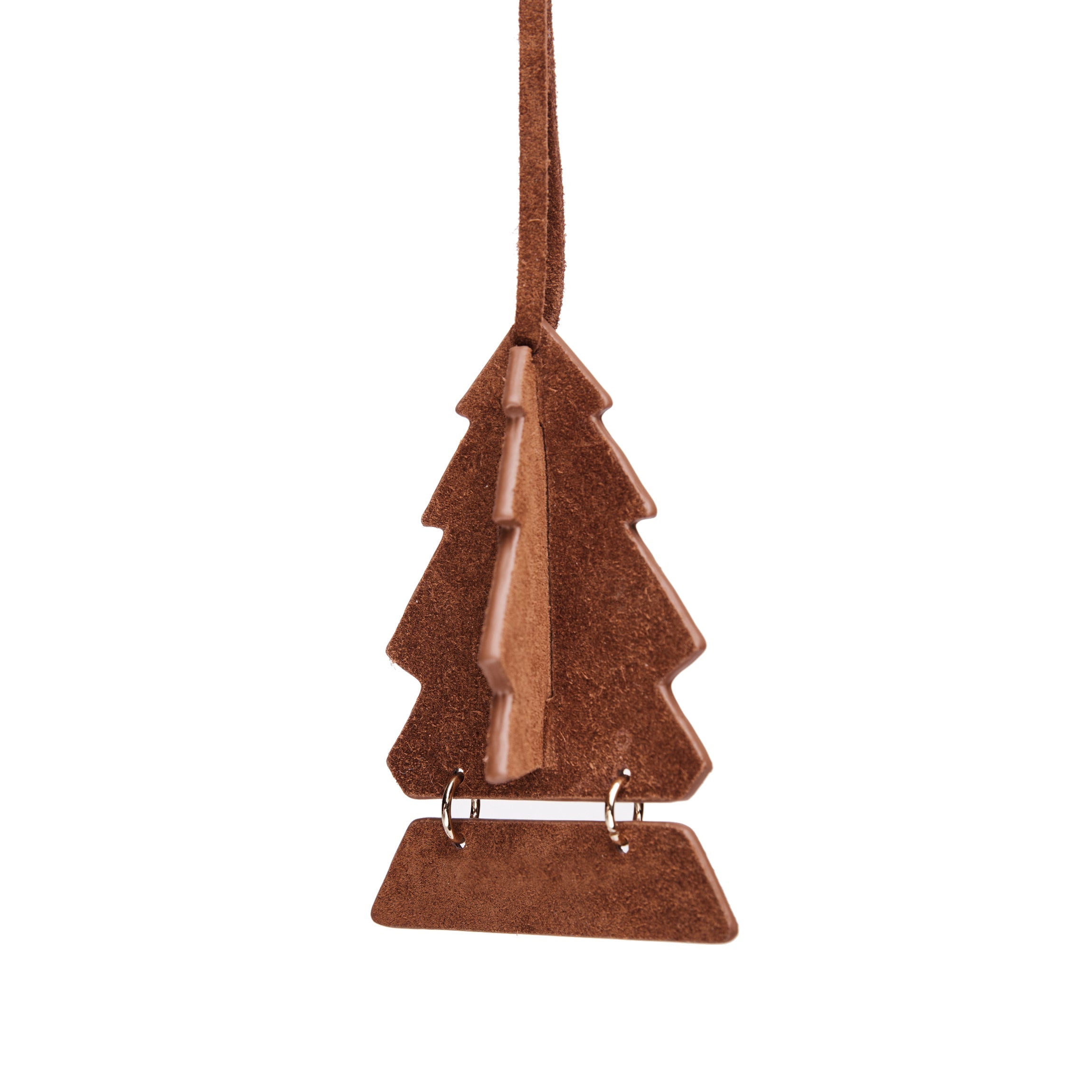 Leather Christmas Tree Ornament Russet Suede