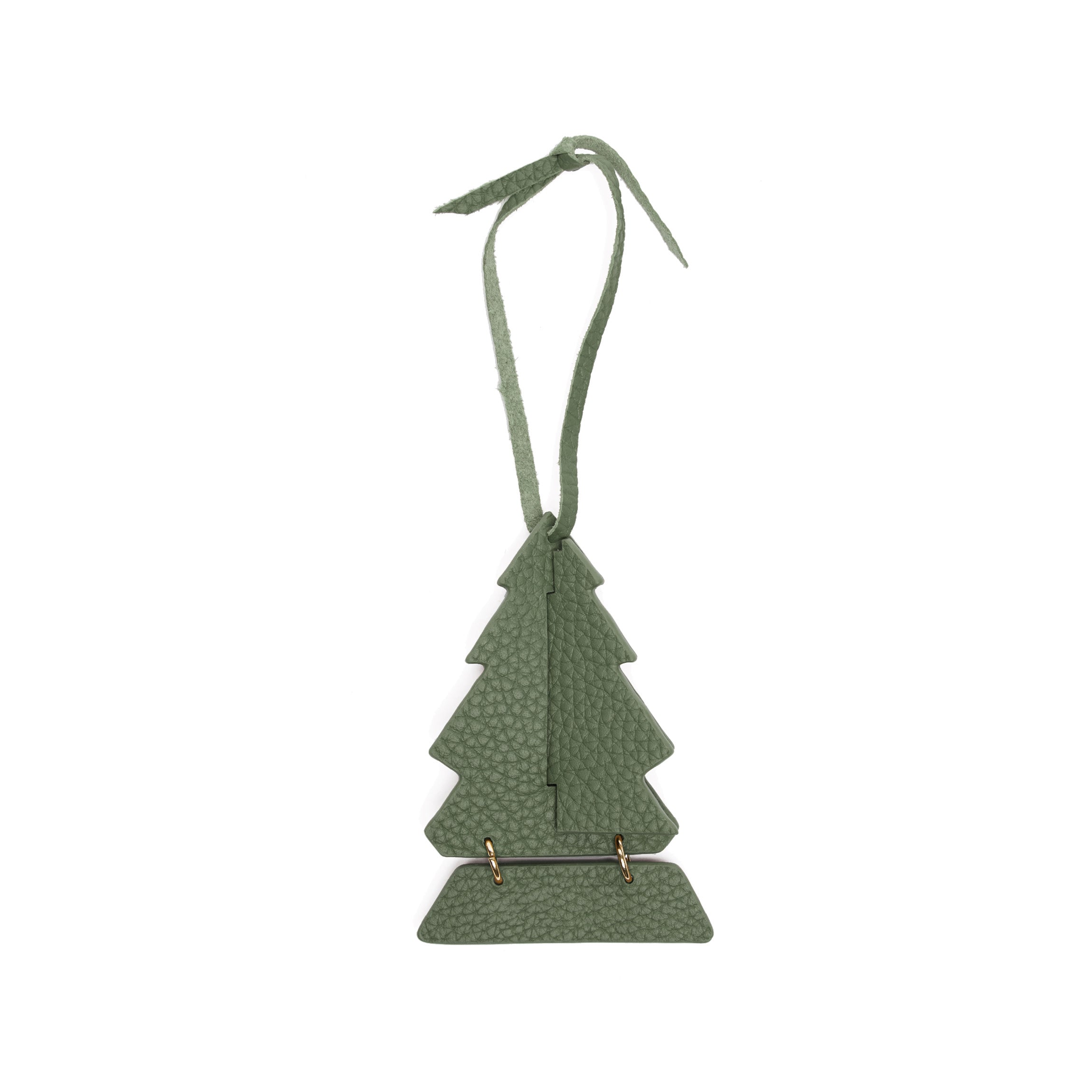 Leather Christmas Tree Ornament Moss