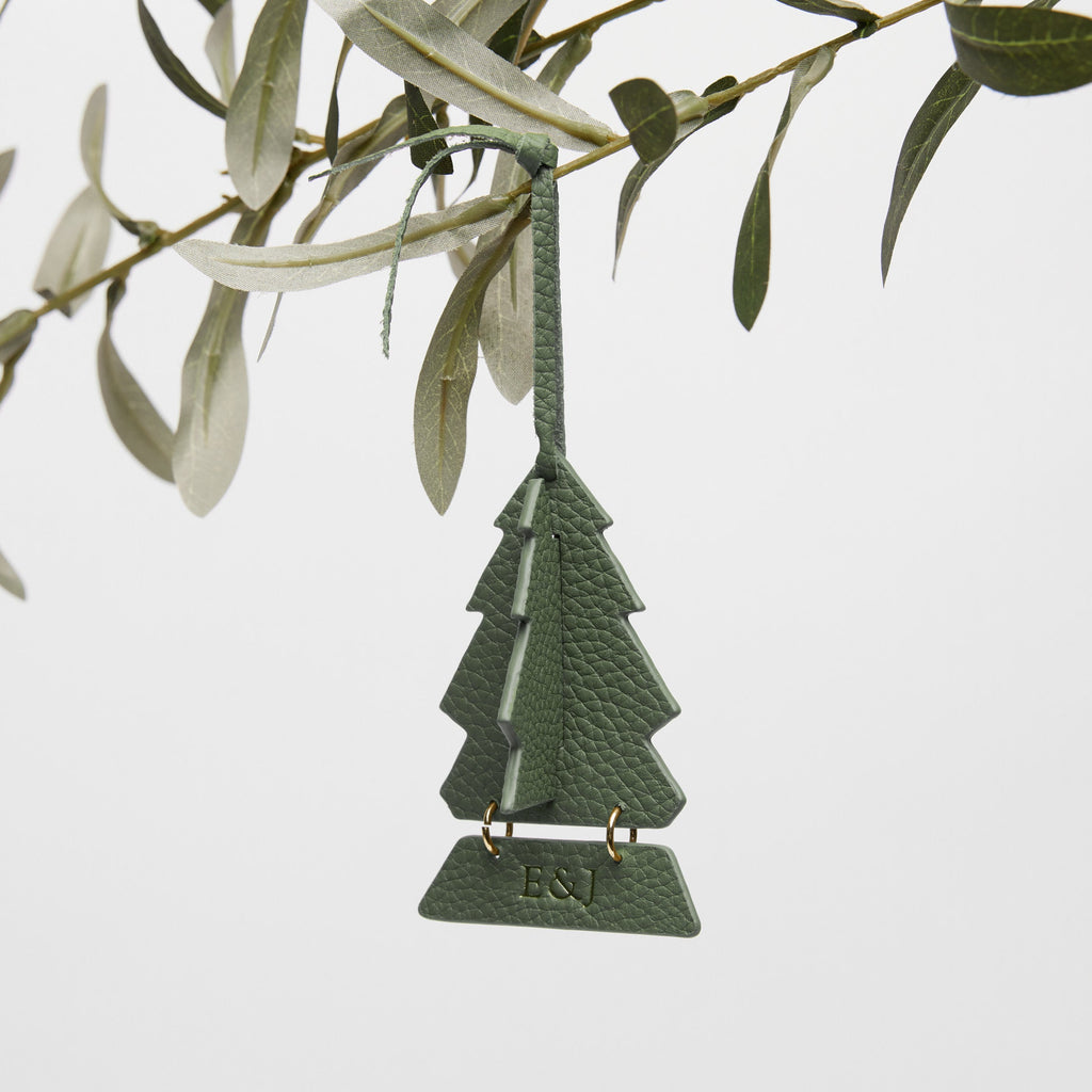 Leather Christmas Tree Ornament Moss