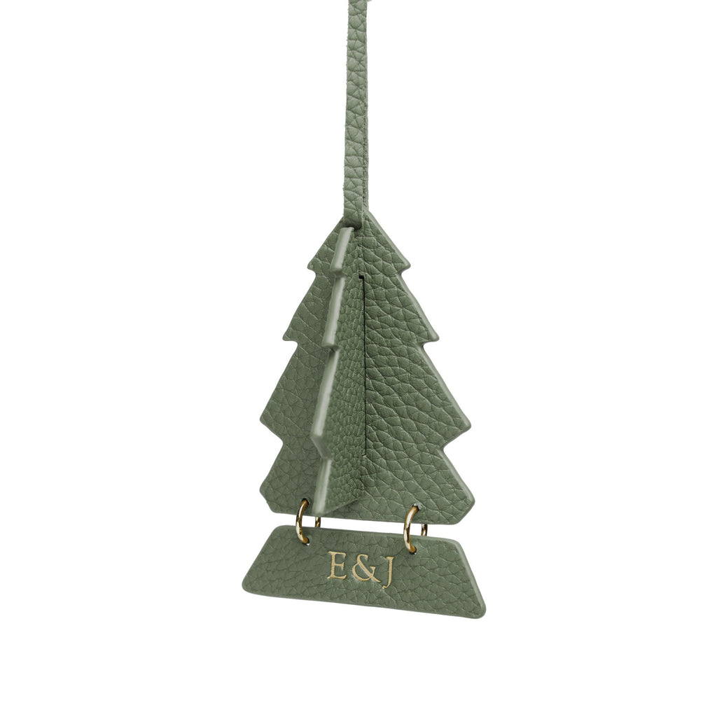 Leather Christmas Tree Ornament Moss