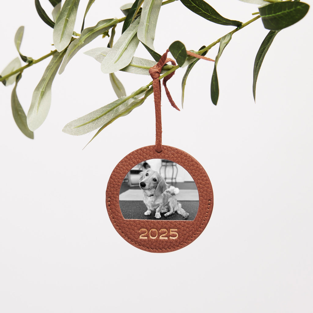 Round Photo Frame Ornament Saddle Brown