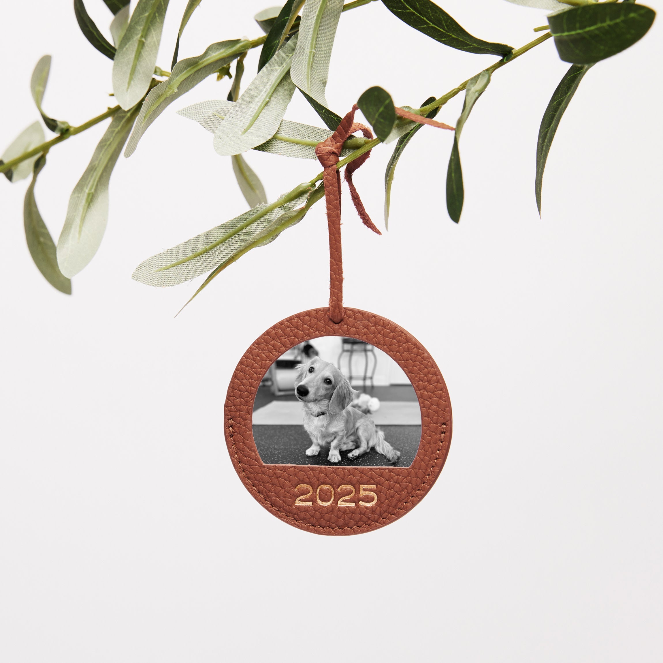 Round Photo Frame Ornament Saddle Brown