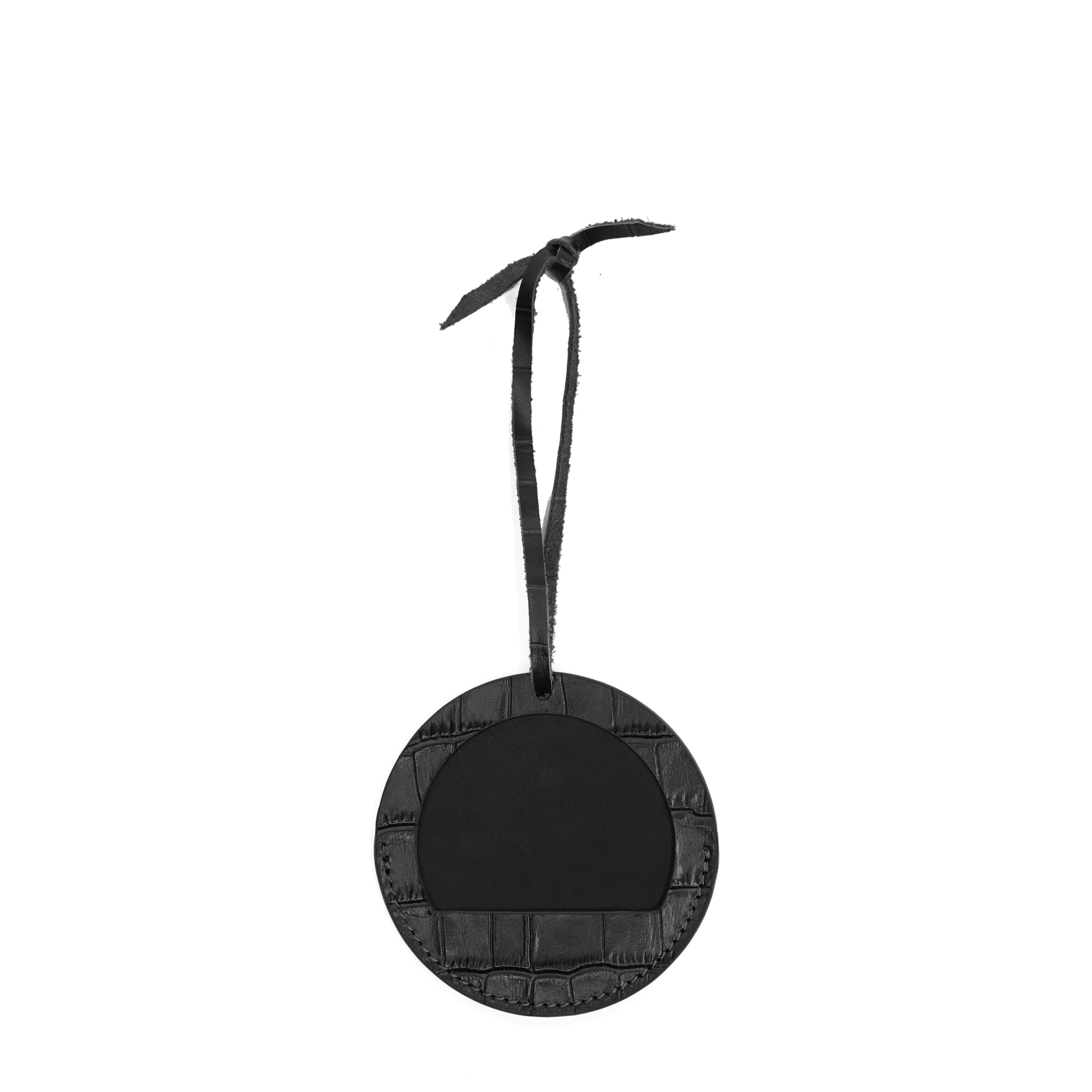 Round Photo Frame Ornament Black Croc