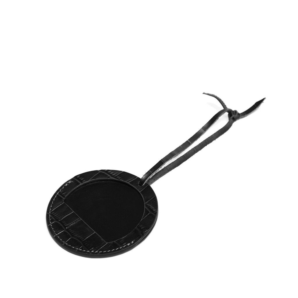 Round Photo Frame Ornament Black Croc