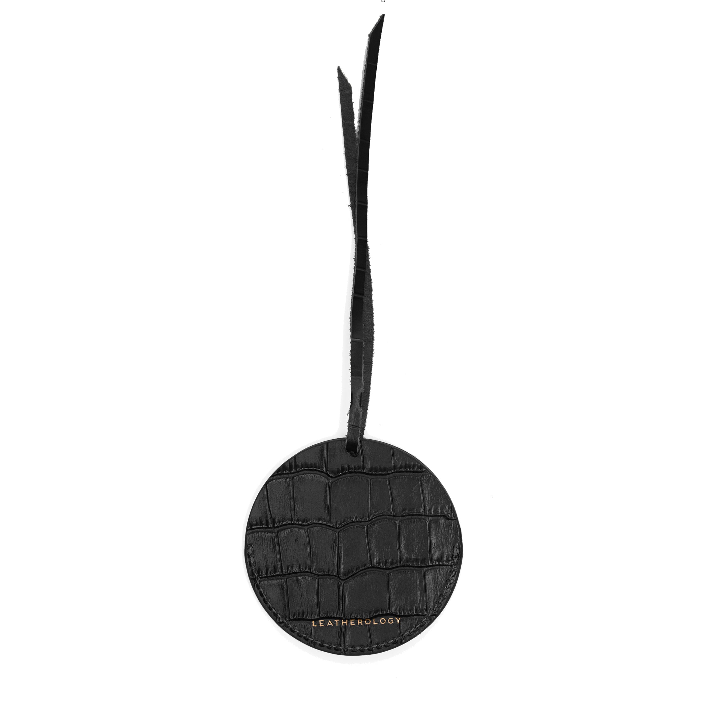 Round Photo Frame Ornament Black Croc