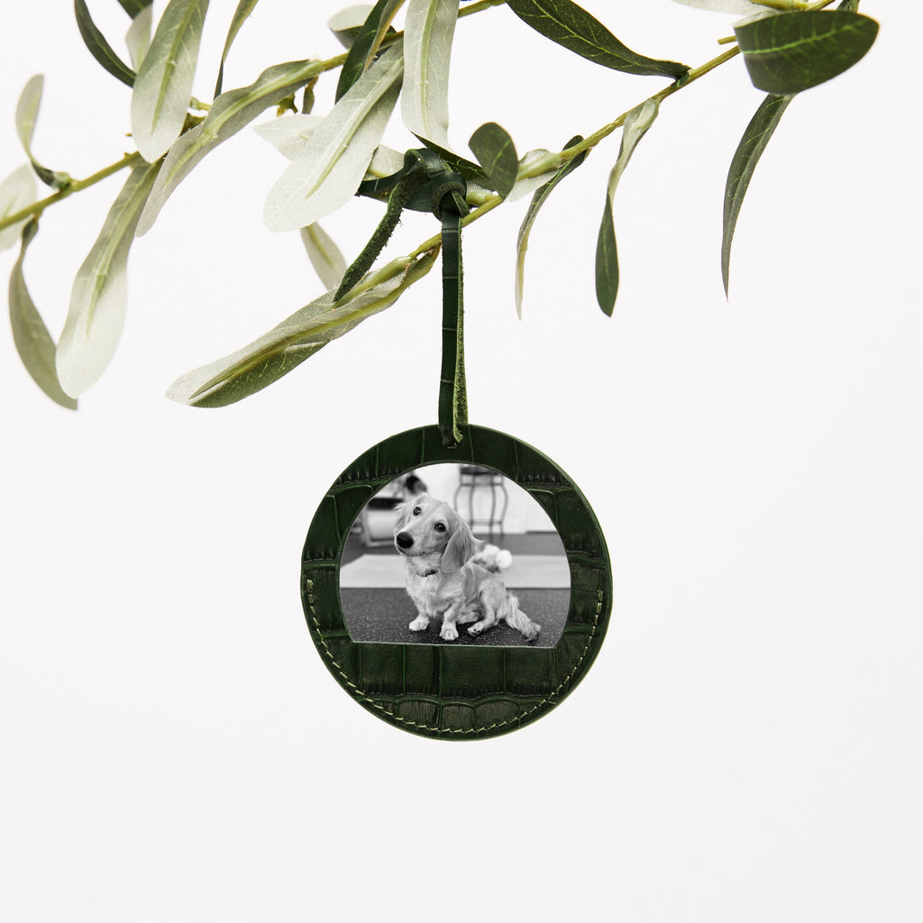 Round Photo Frame Ornament Forest Croc