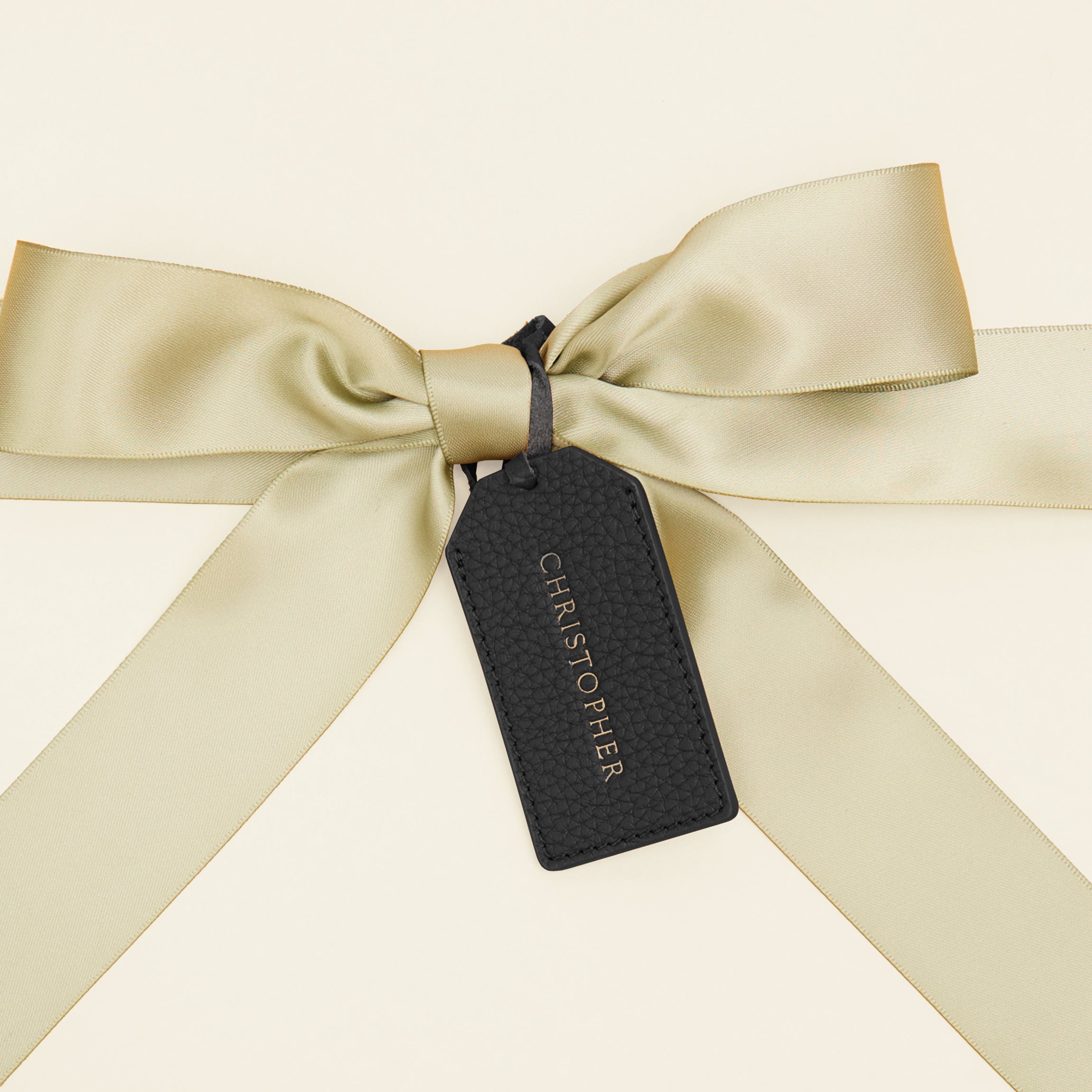 Leather Gift Tag Black Pebble