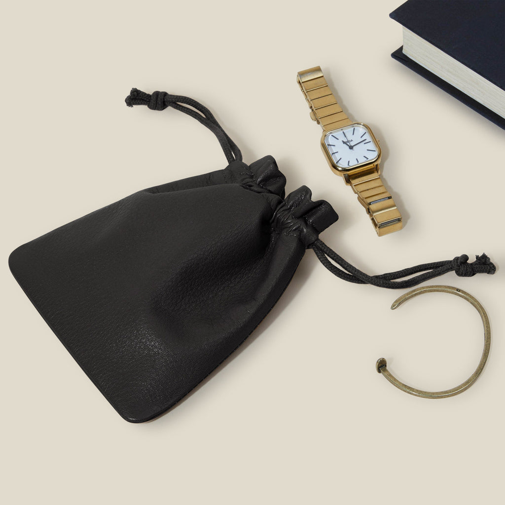 Flat Drawstring Pouch Black Onyx