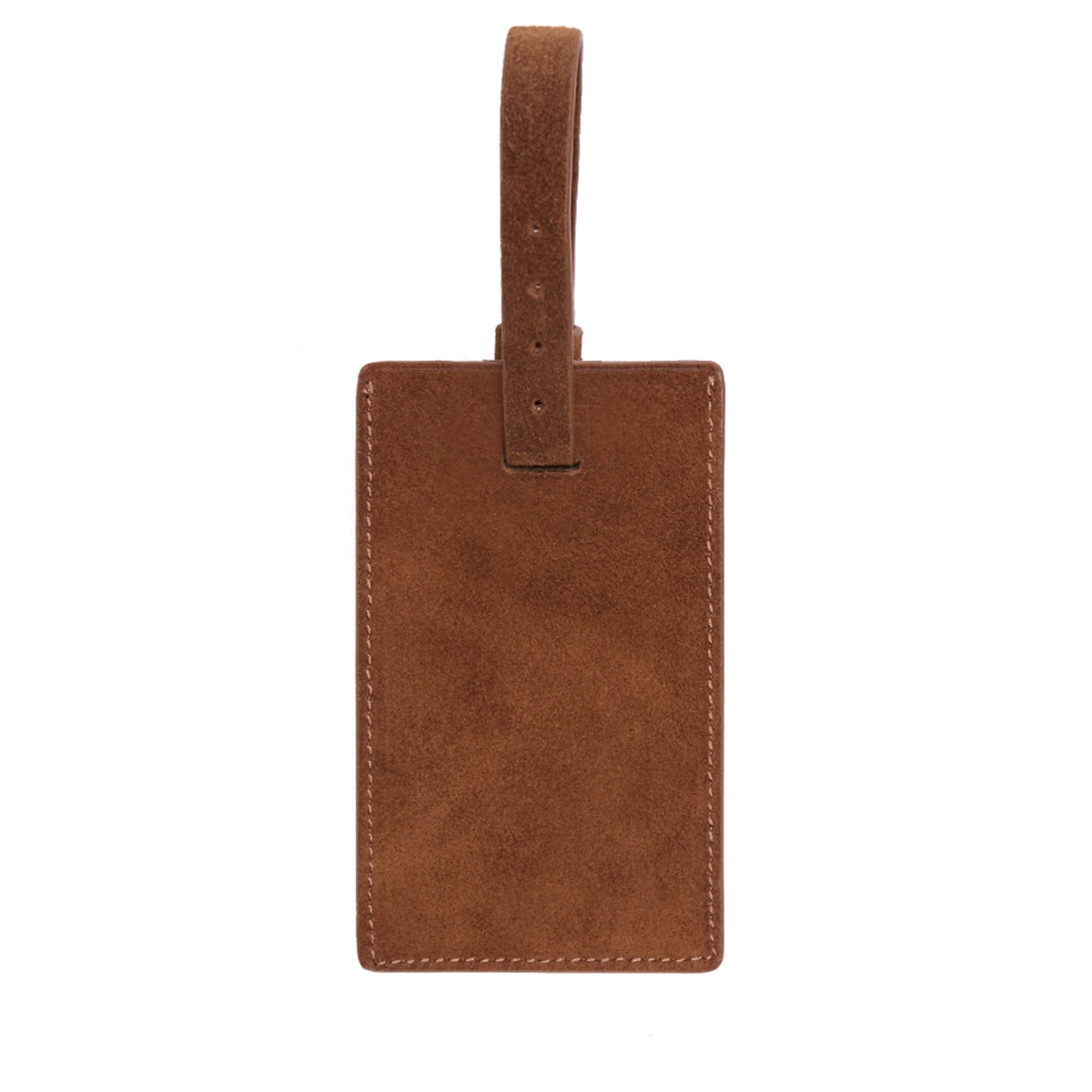 Standard Rectangular Luggage Tag Russet Suede