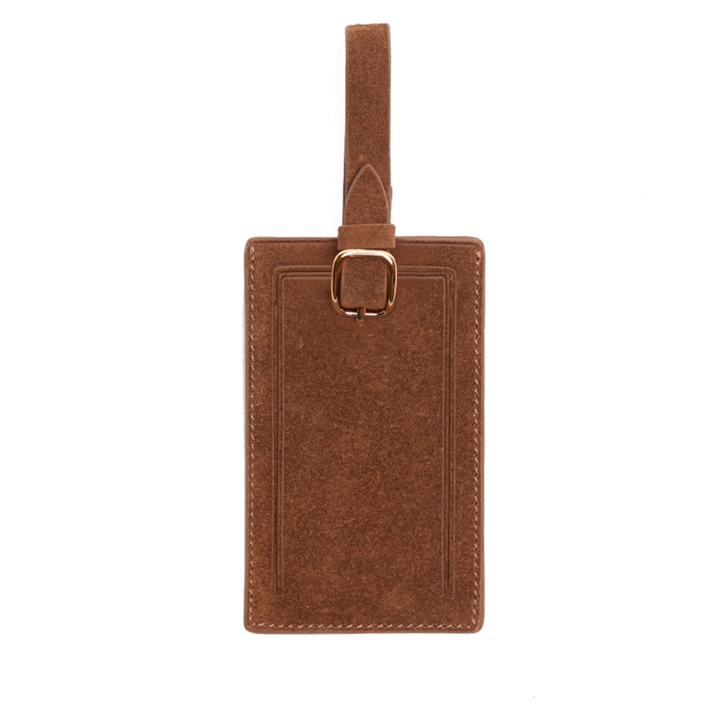 Standard Rectangular Luggage Tag Russet Suede
