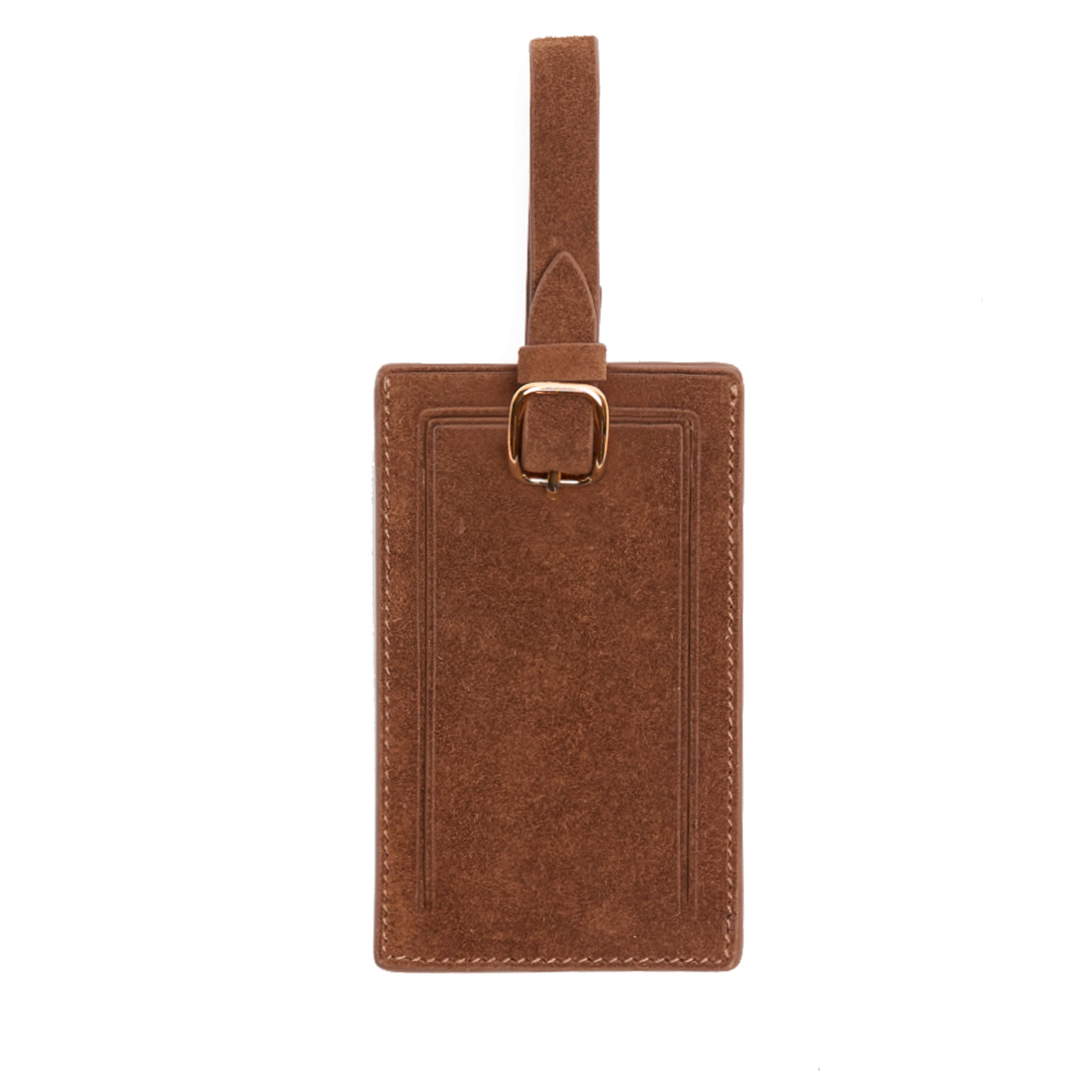 Standard Rectangular Luggage Tag Russet Suede