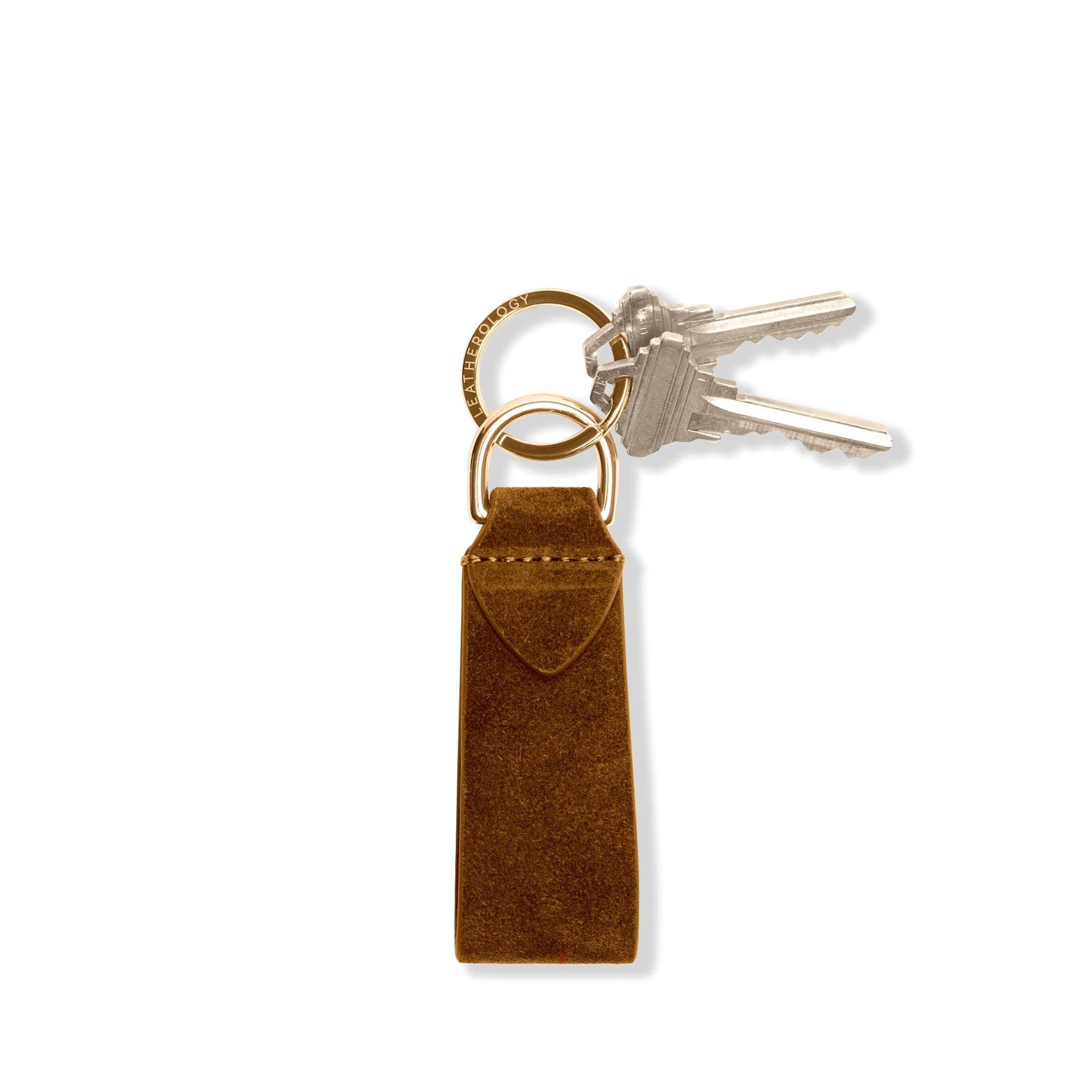 Tab Keychain Russet Suede