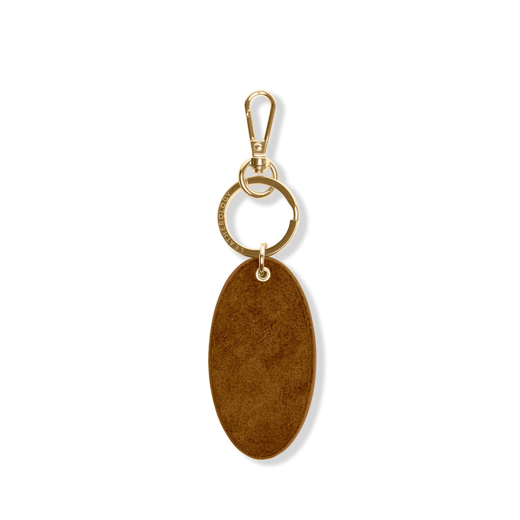 Oval Keychain Russet Suede