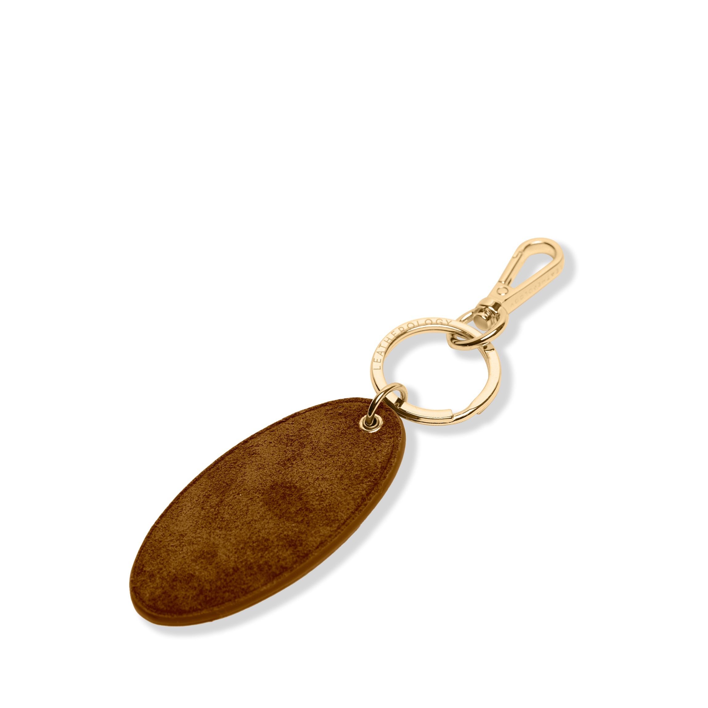 Oval Keychain Russet Suede