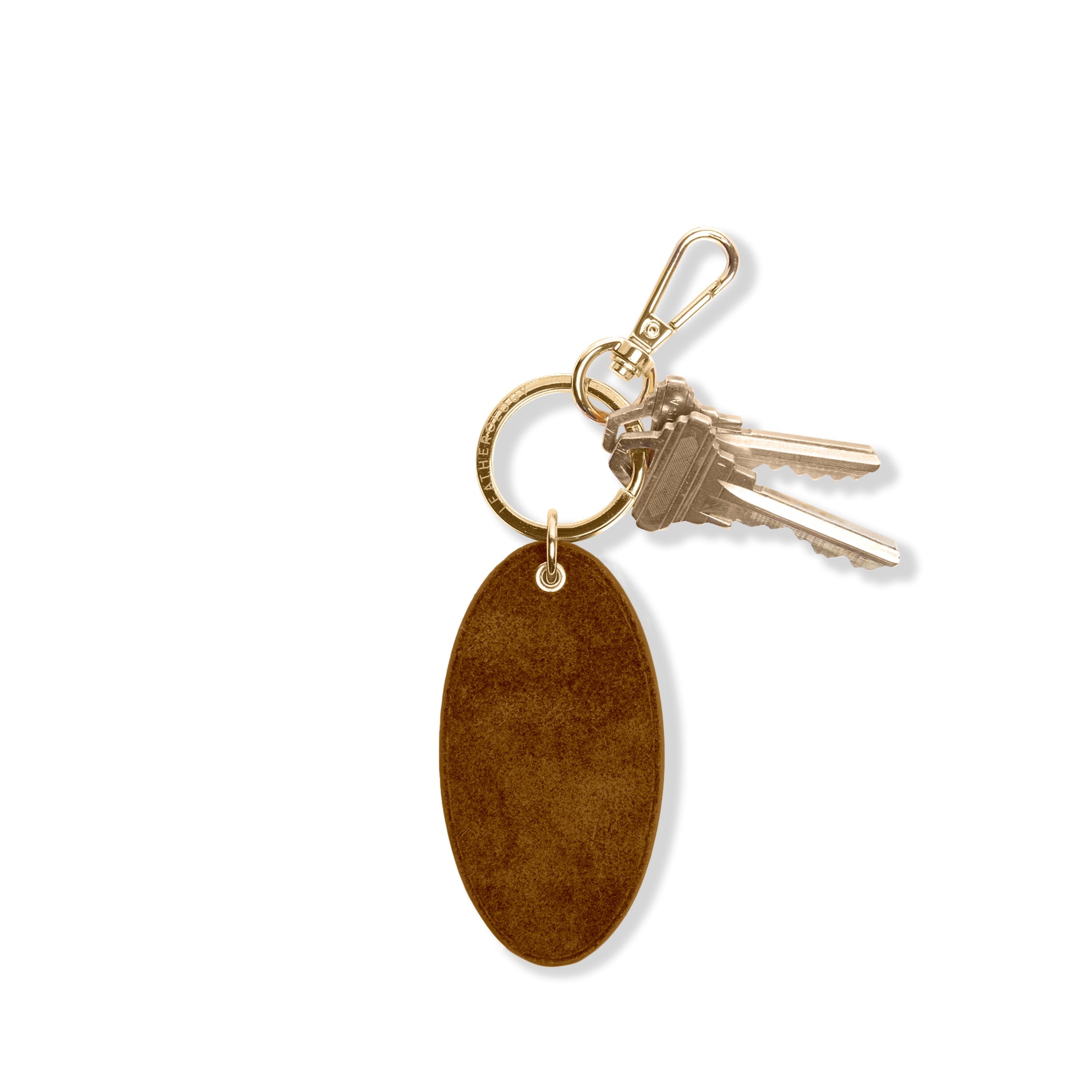 Oval Keychain Russet Suede