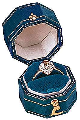 Leatherette Paper Covered Octagon Shaped Single Ring Box