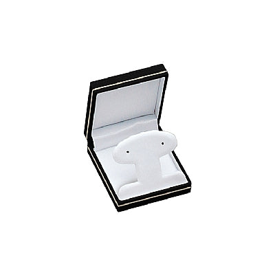Textured Leatherette French Clip Earring Box with Gold Accent