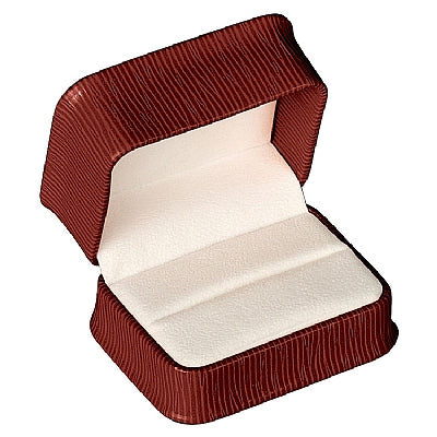 Embossed Leatherette Double Ring Box with White Velvet Interior