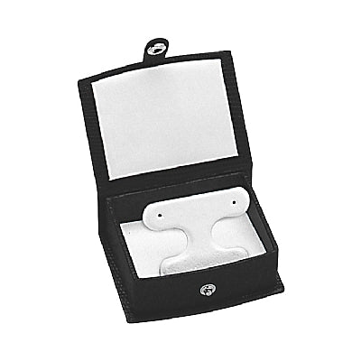 Lizard Skin Textured Leatherette French Clip Earring Box with White Interior