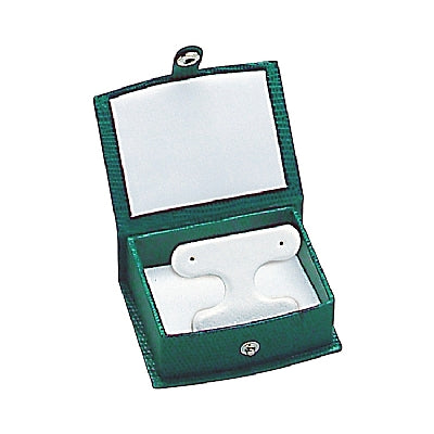 Lizard Skin Textured Leatherette French Clip Earring Box with White Interior