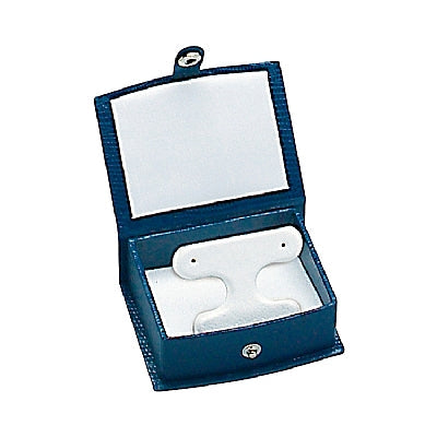 Lizard Skin Textured Leatherette French Clip Earring Box with White Interior