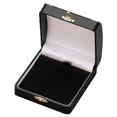 Leatherette Large Pendant Box with Gold Trim and Closure