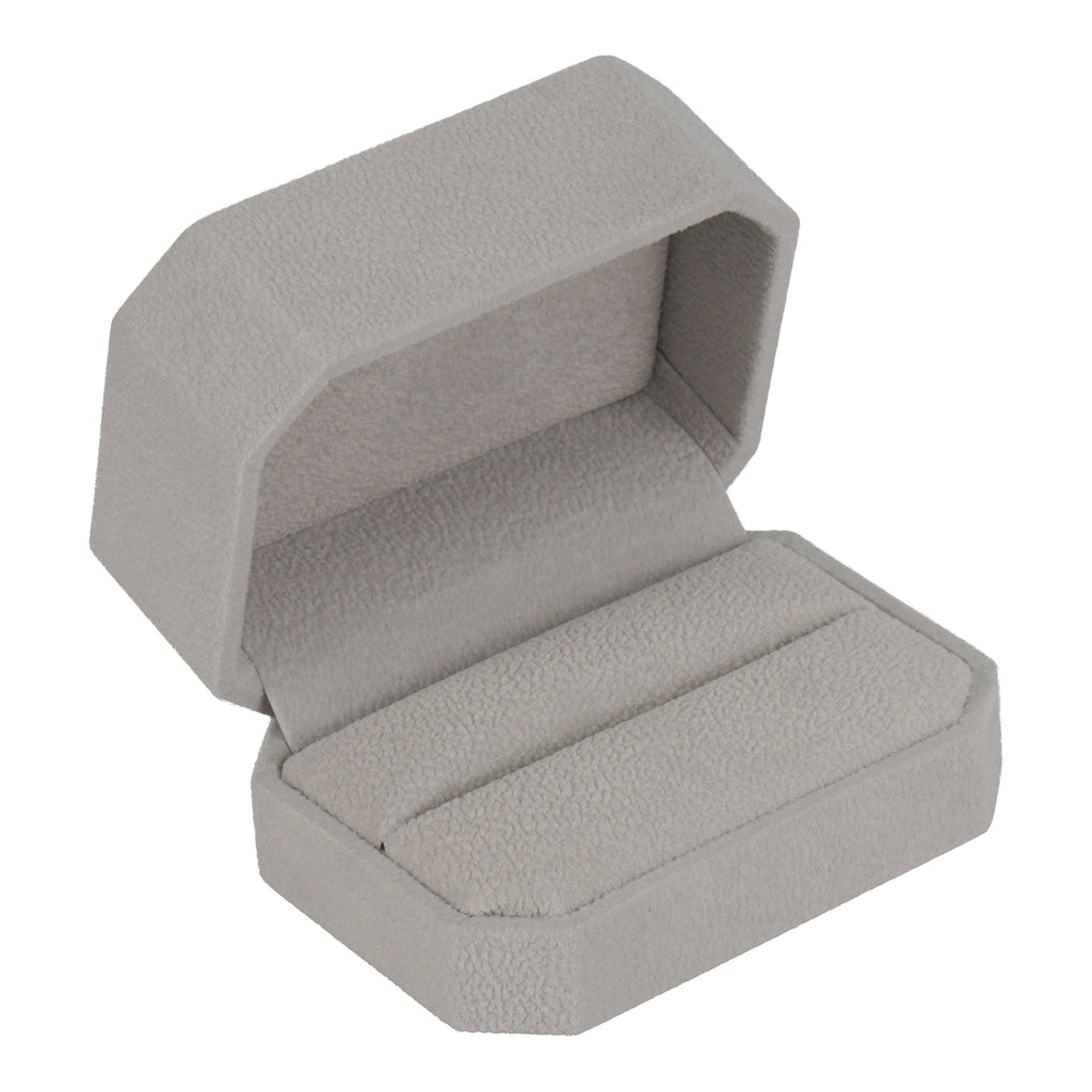 Double Ring Box Wrapped and Lined with Rich Nova Suede
