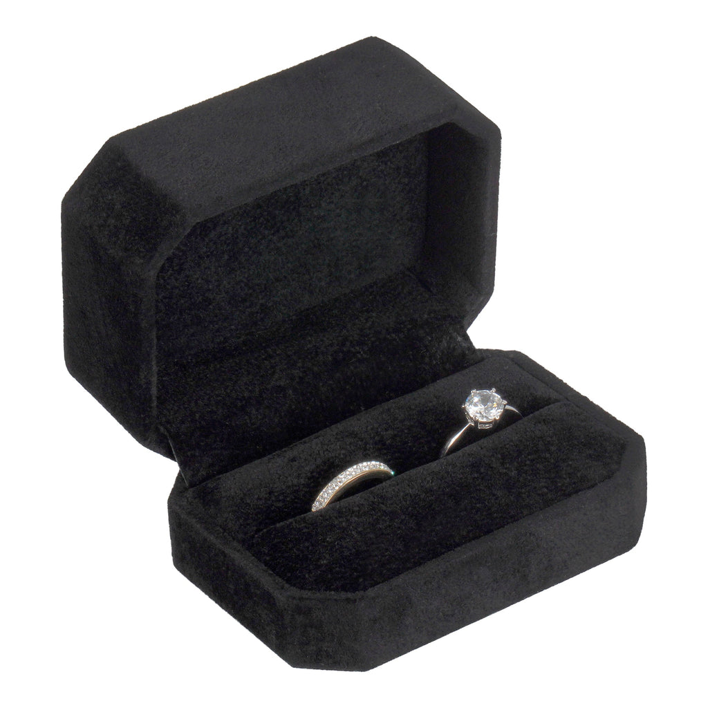 Double Ring Box Wrapped and Lined with Rich Nova Suede