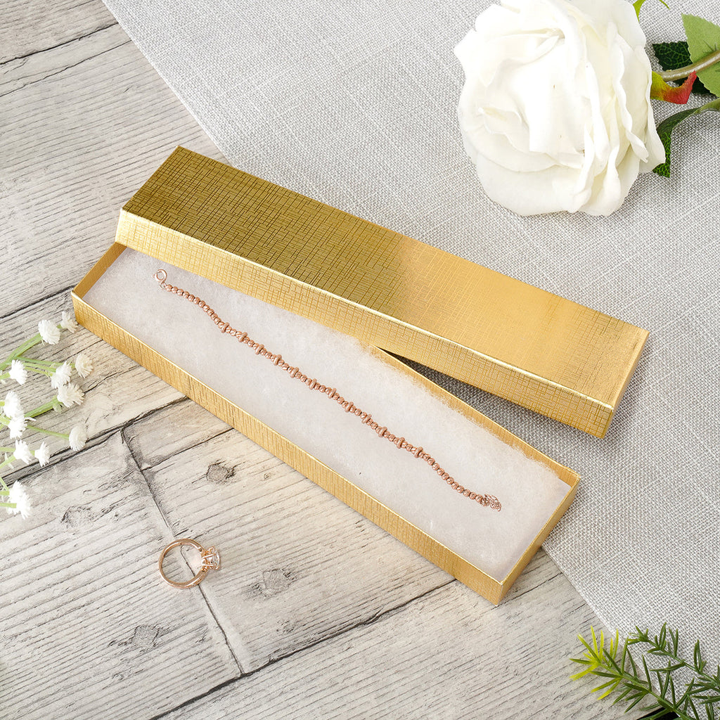 Silver and Gold Linen Cotton Filled Cardboard Box