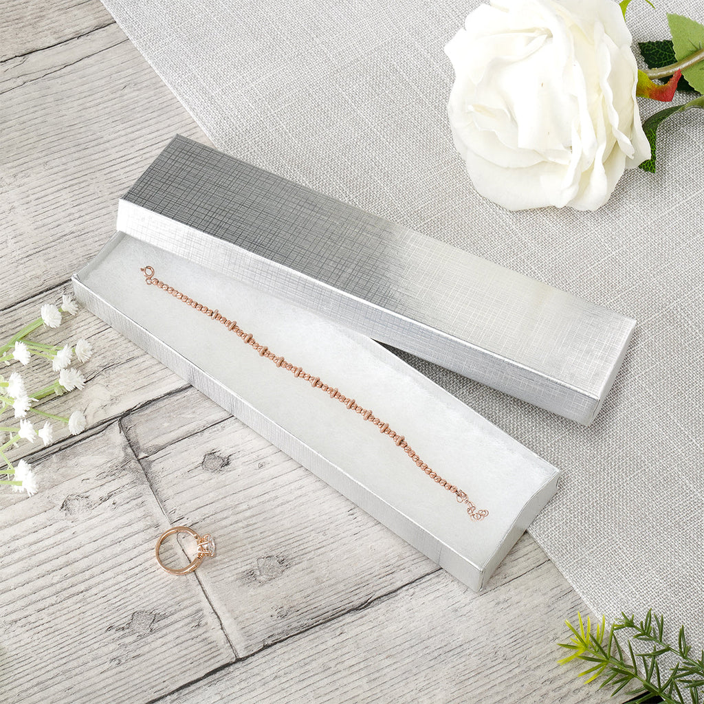 Silver and Gold Linen Cotton Filled Cardboard Box