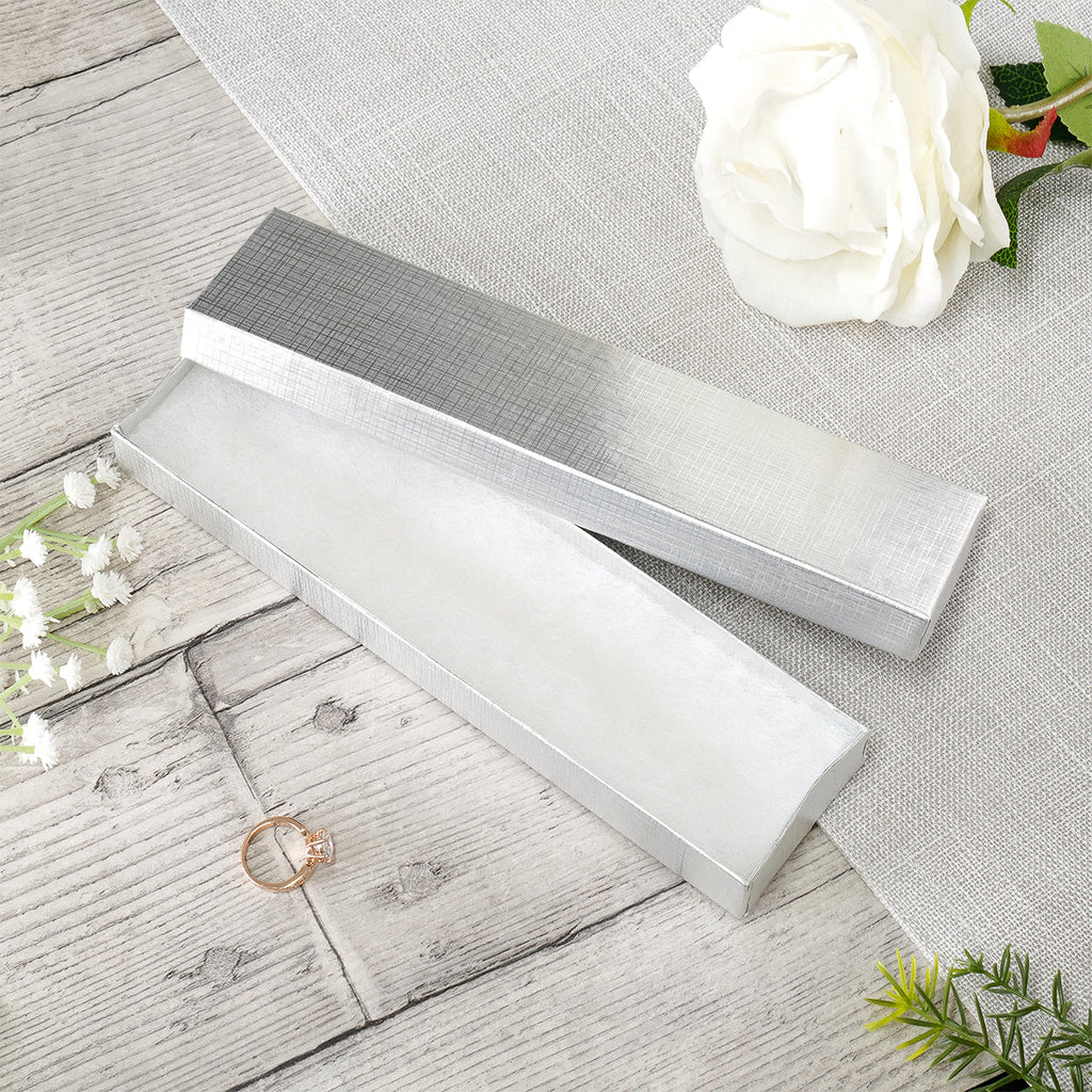 Silver and Gold Linen Cotton Filled Cardboard Box