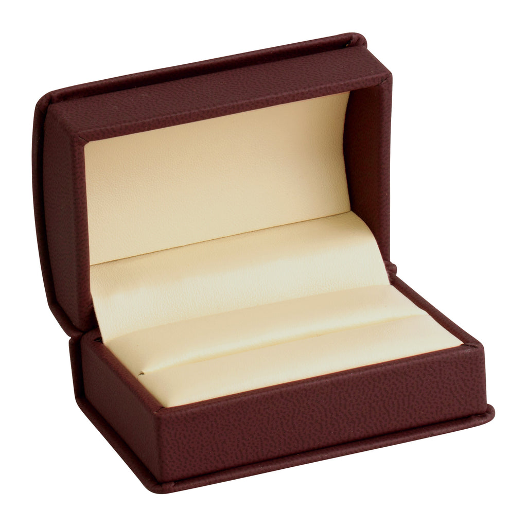 Leatherette Double Ring Box Leatherette Interior with Ribboned Packer