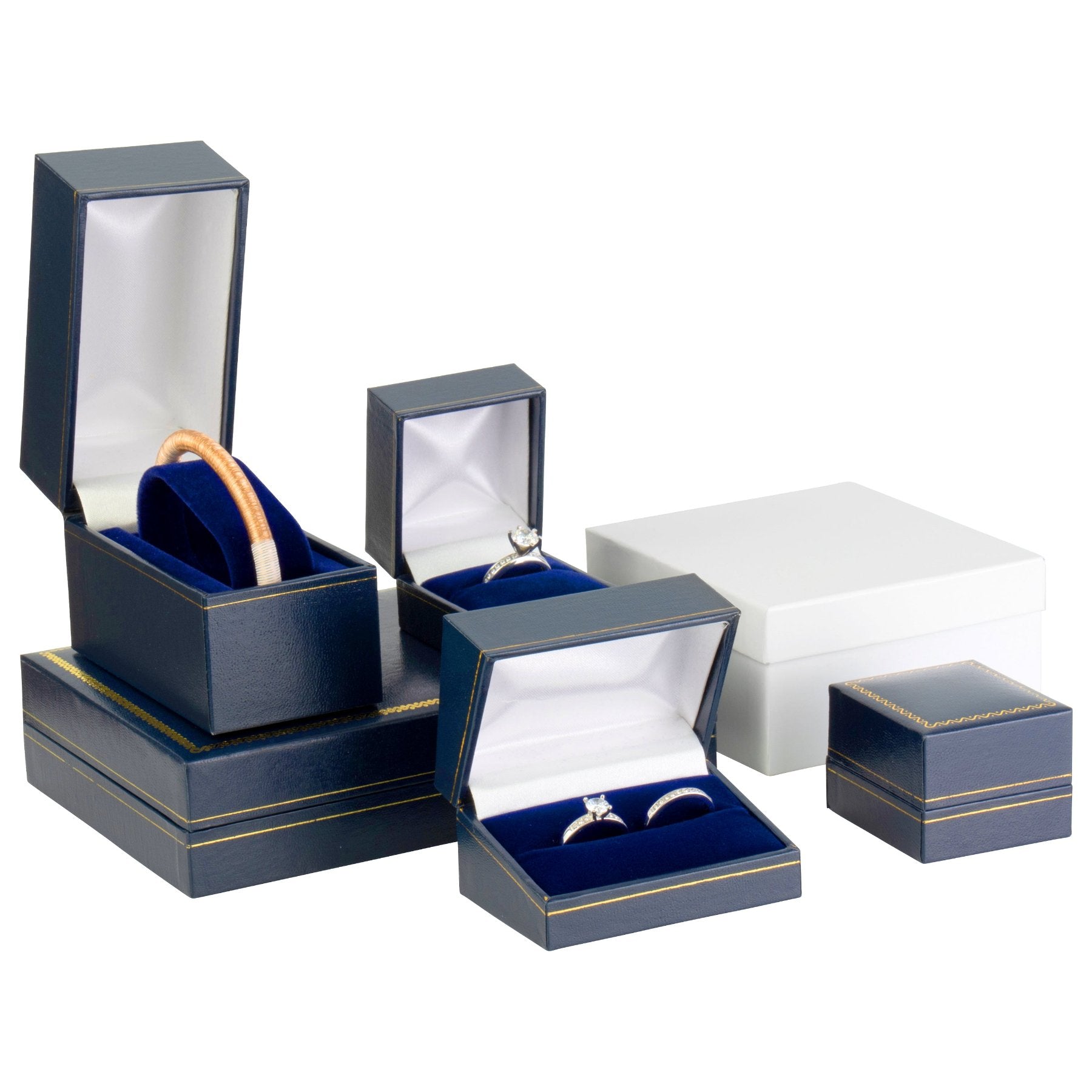 Paper Covered Single Earring Box with Gold Accent