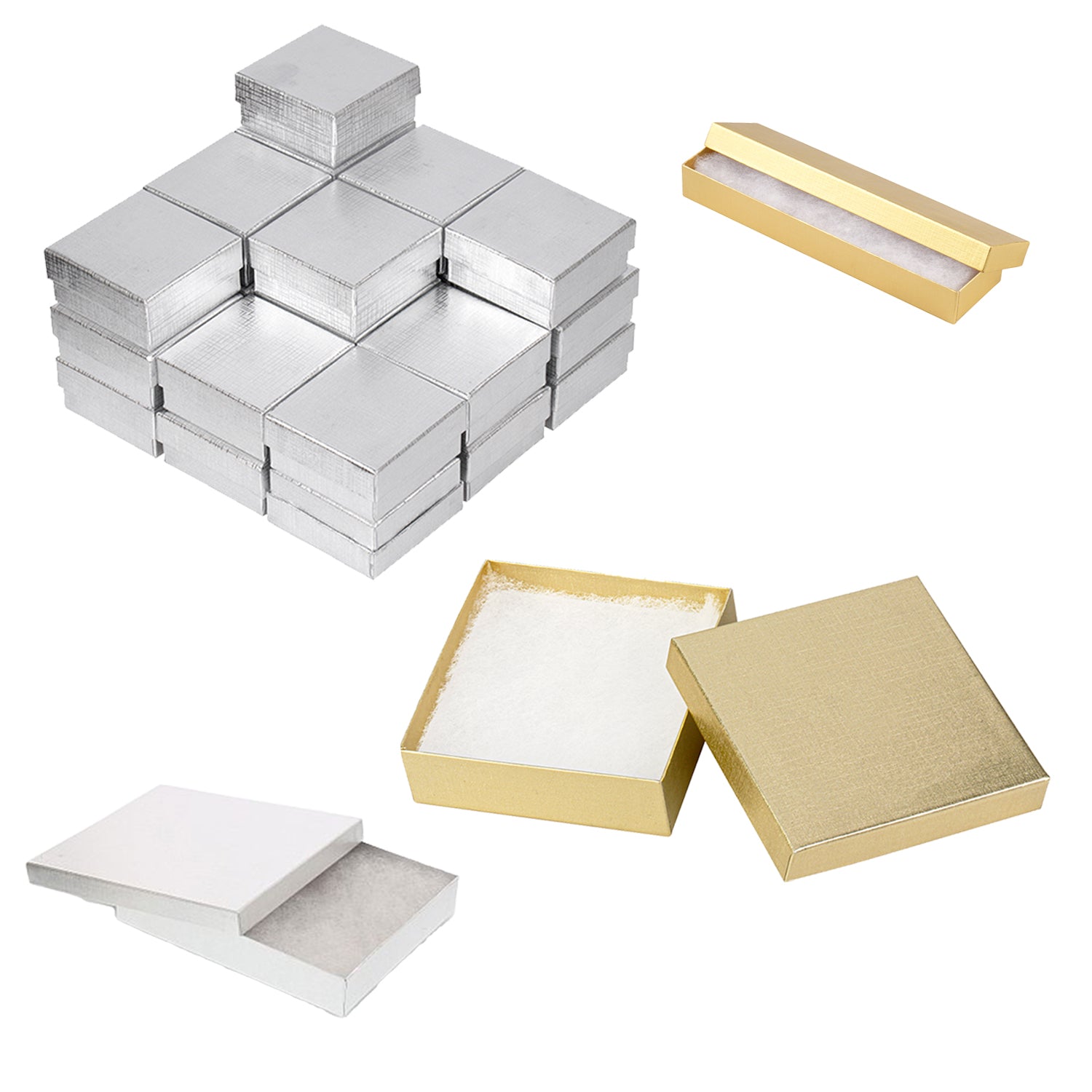 Silver and Gold Linen Cotton Filled Cardboard Box