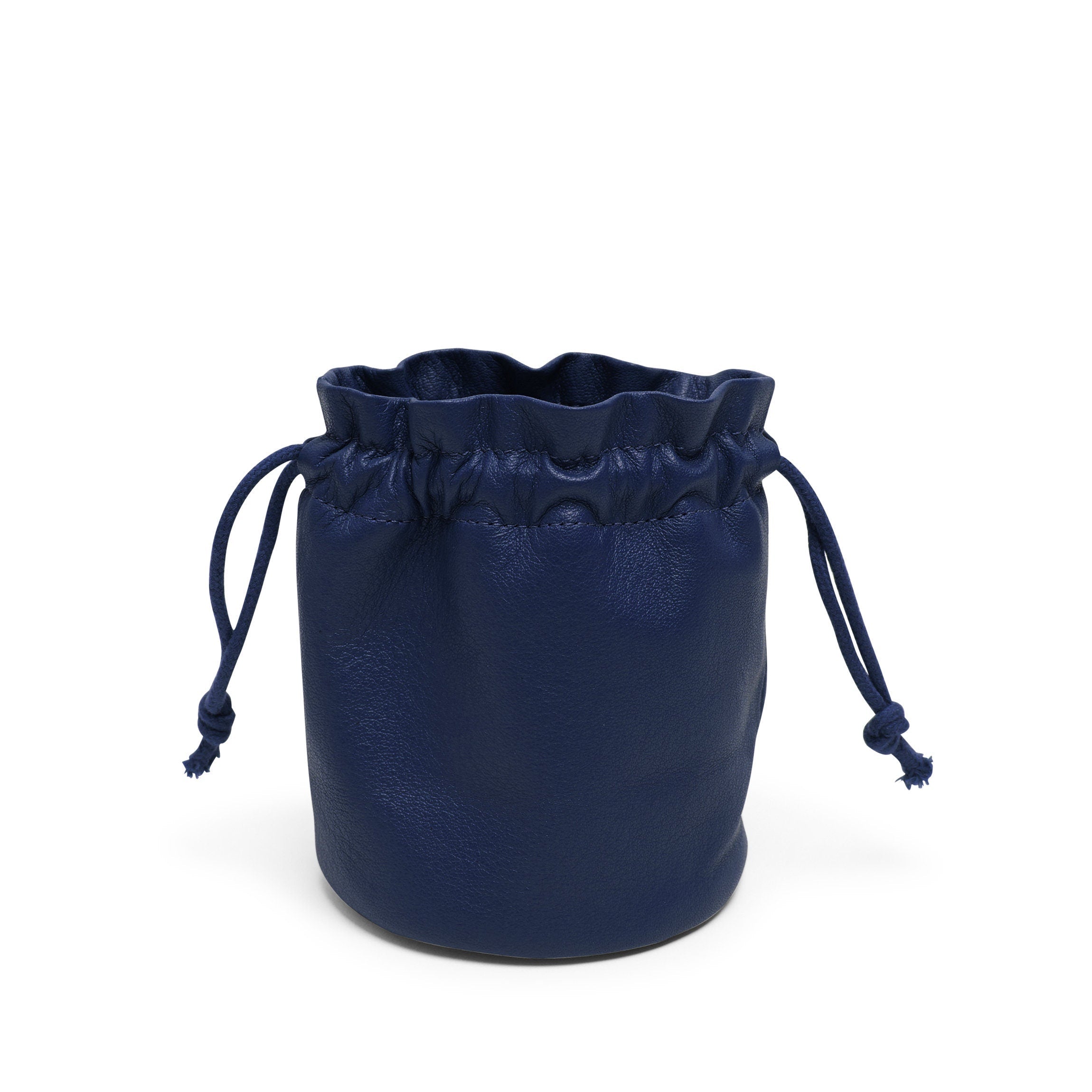 Round Drawstring Pouch Navy Blue