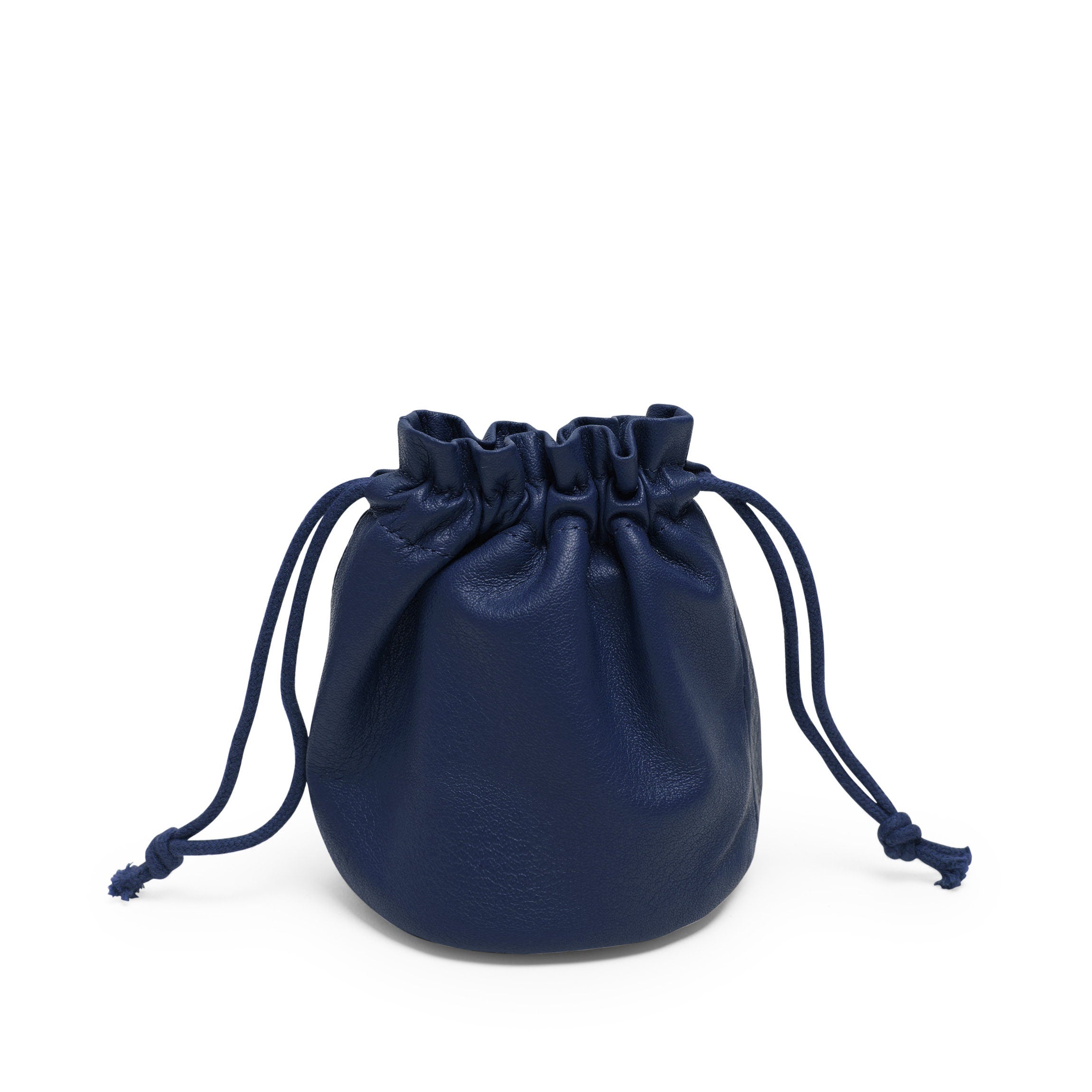 Round Drawstring Pouch Navy Blue