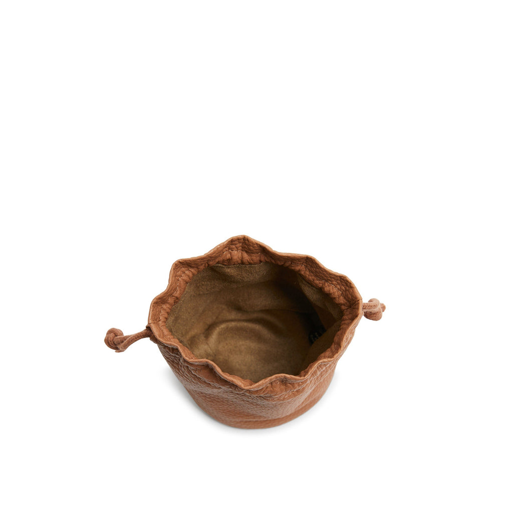 Round Drawstring Pouch Cognac