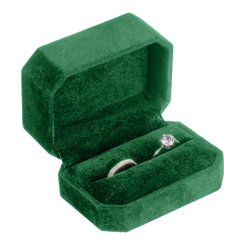 Double Ring Box Wrapped and Lined with Rich Nova Suede